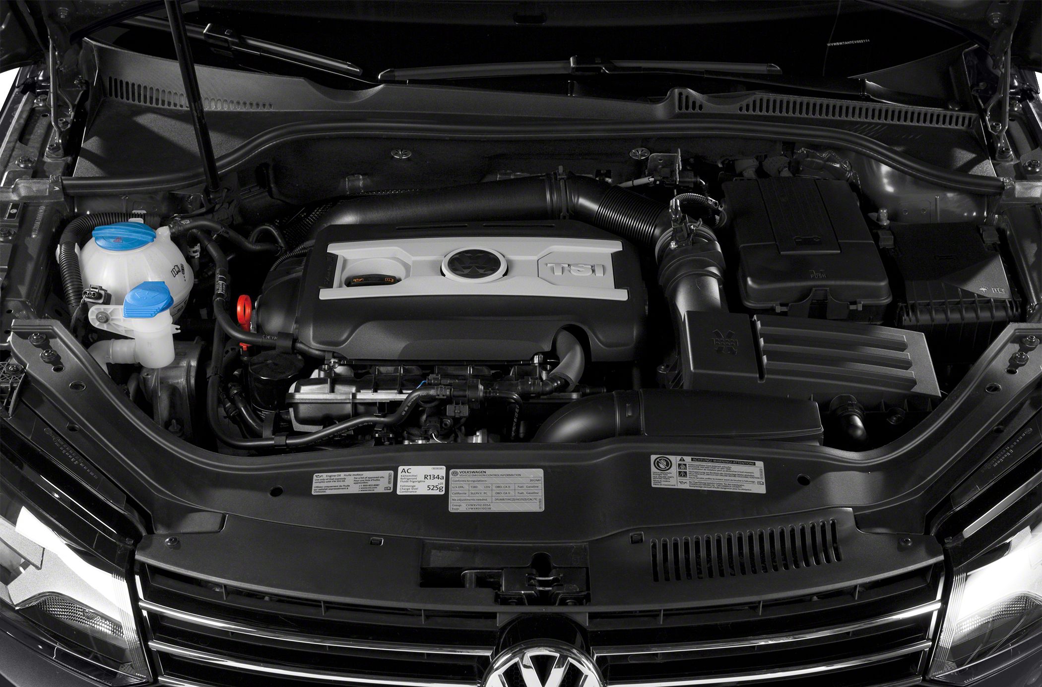 Detailed view of 2.0 TSI engine and components in engine bay