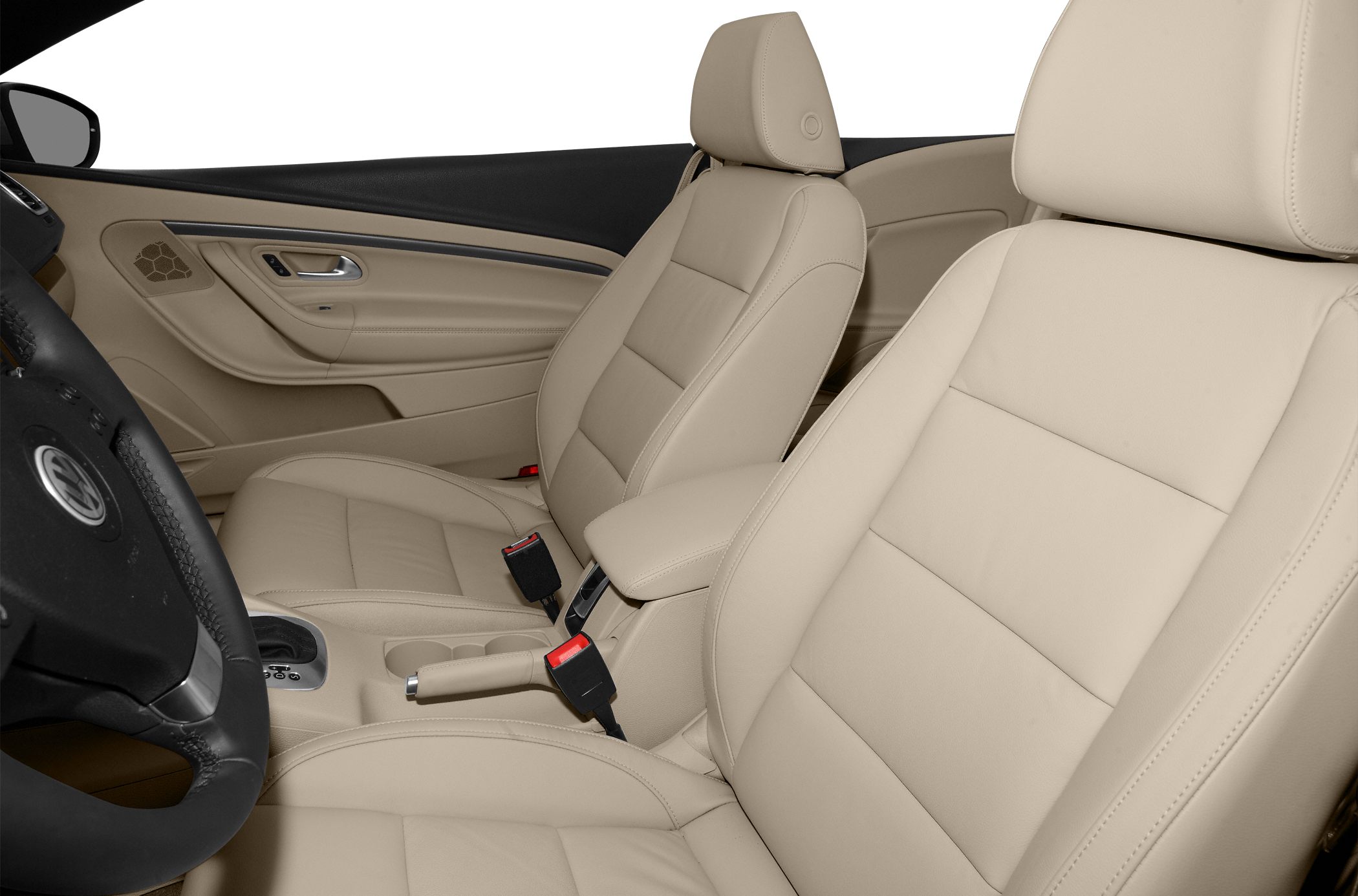 Beige leather front seats and interior detailing