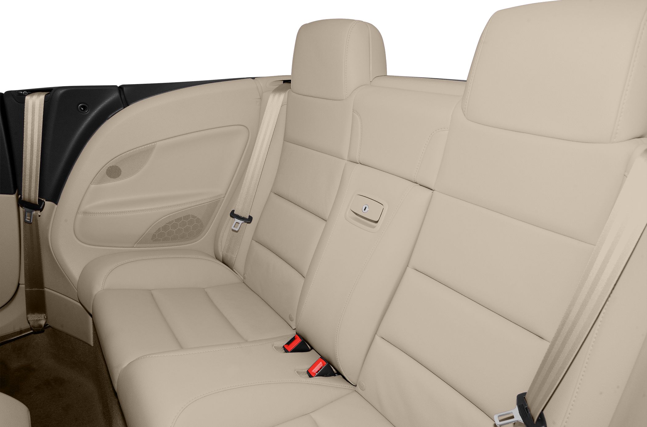 Beige leather rear seat with headrests and seat belts