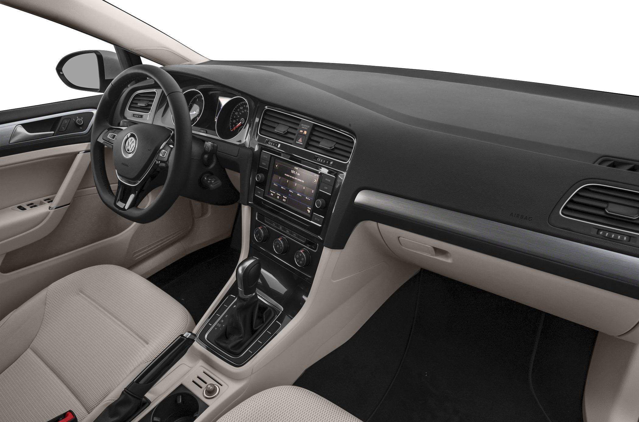 Dashboard layout and center console with automatic gear shift