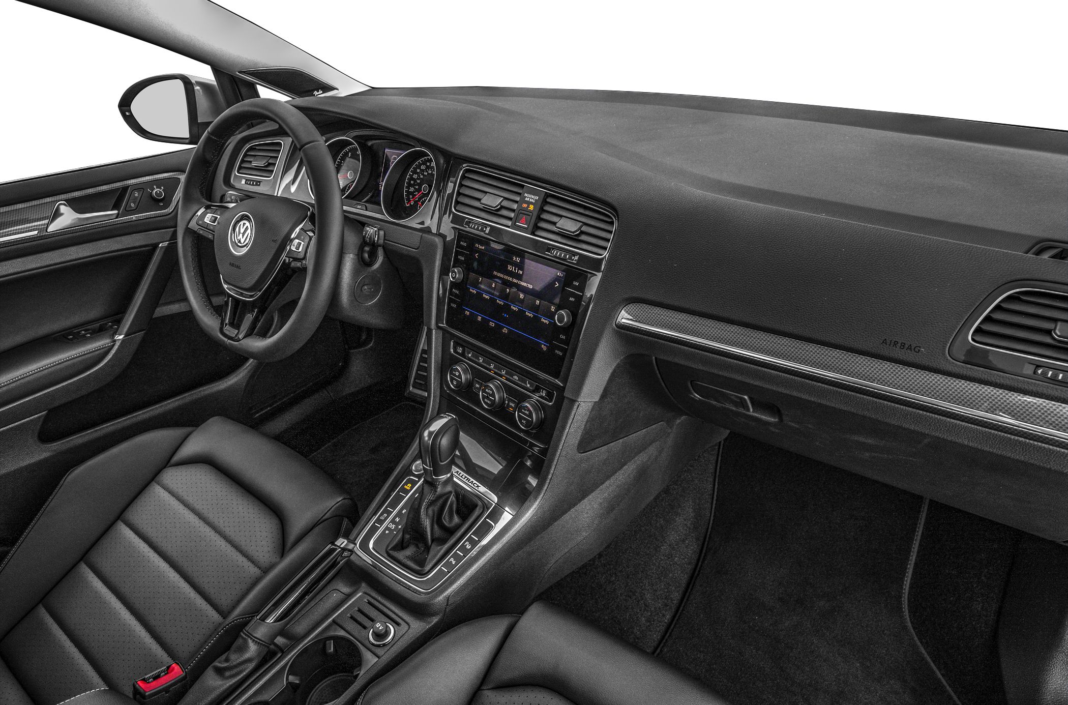 Dashboard and gear shift console of modern car interior