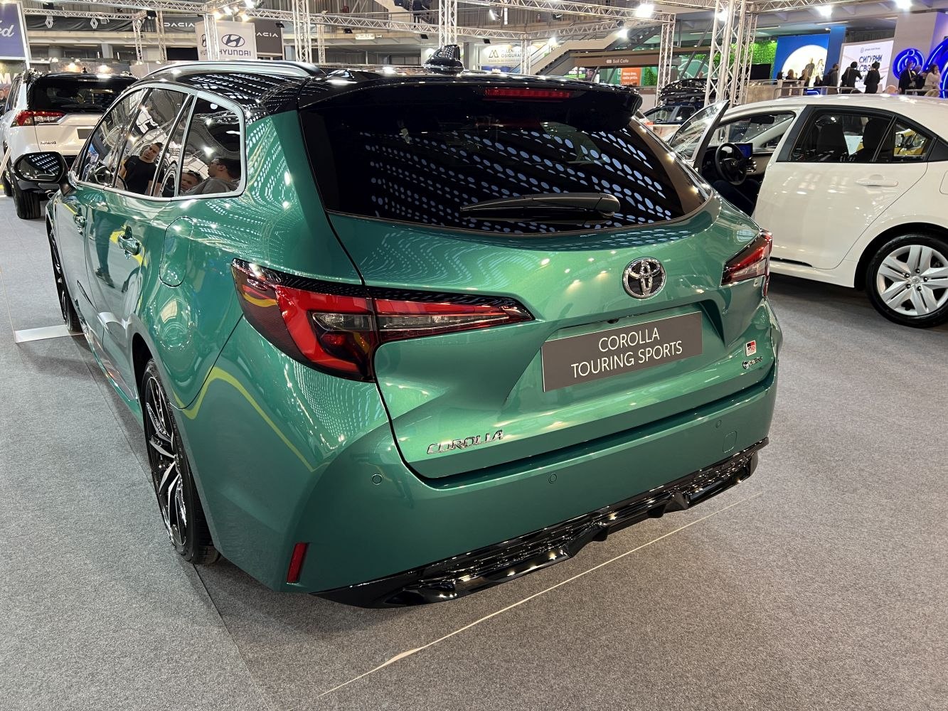 Rear hatchback design with sleek taillights and sporty contours
