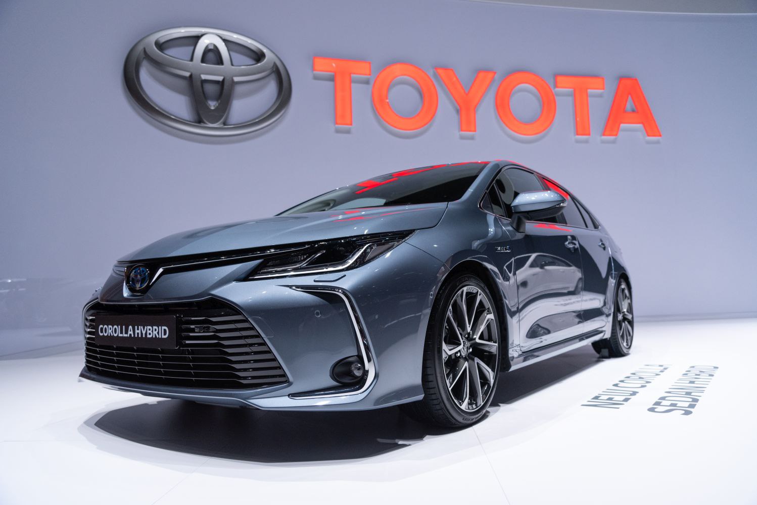 Sleek front view with LED headlights and sporty alloy wheels