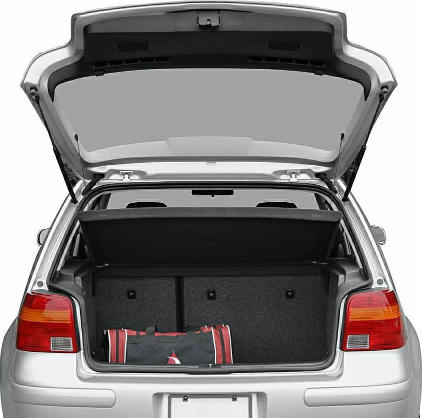 Open trunk with cargo space and rear hatch door lift
