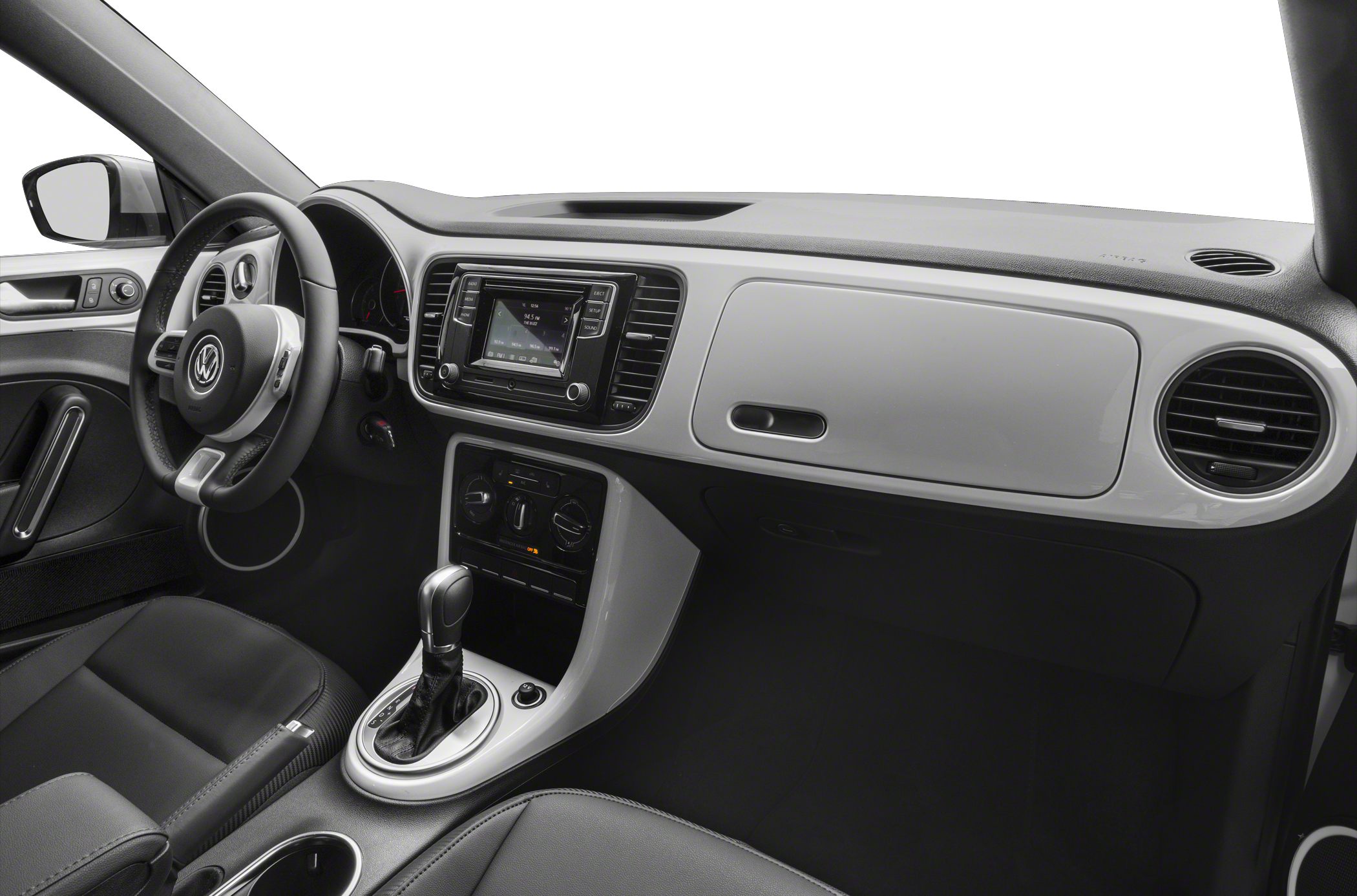 Dashboard and center console with steering wheel and automatic gear lever