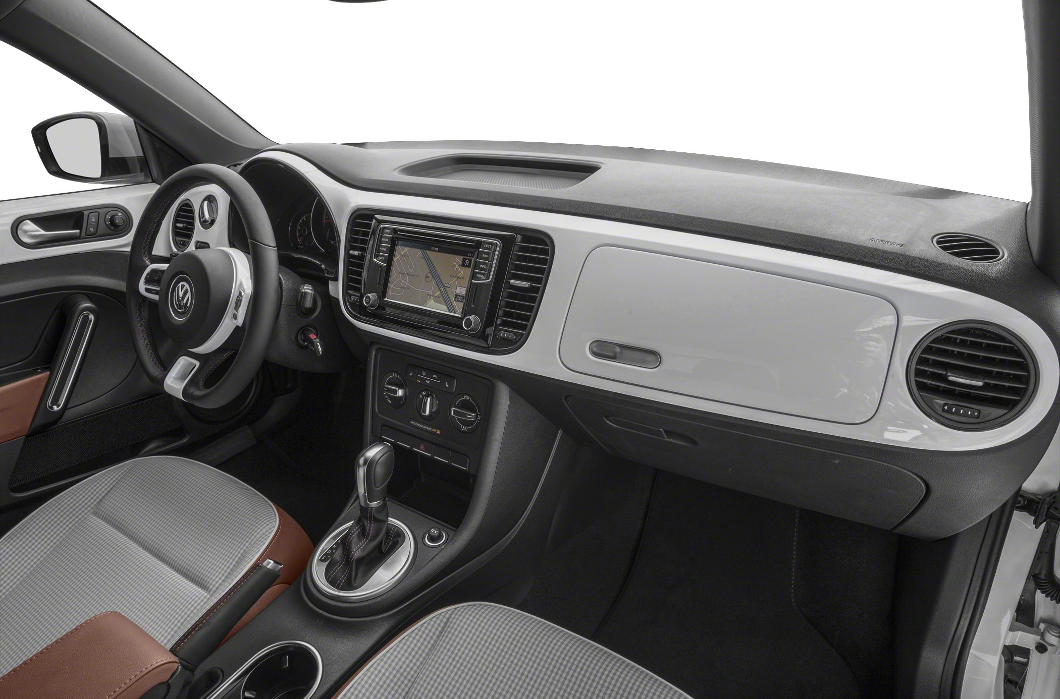 Dashboard with navigation system and gear shift