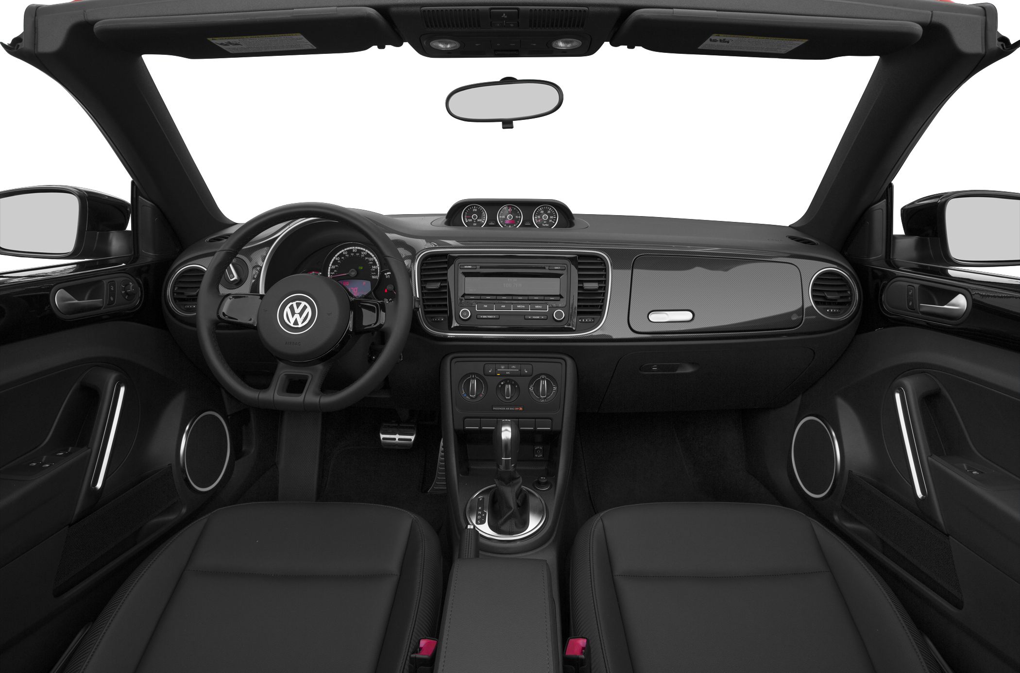 Interior dashboard and steering wheel with center console and gauge cluster
