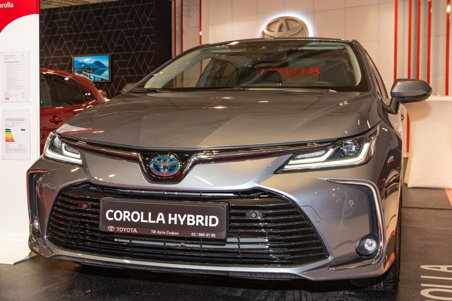 Front view with LED headlights and bold grille