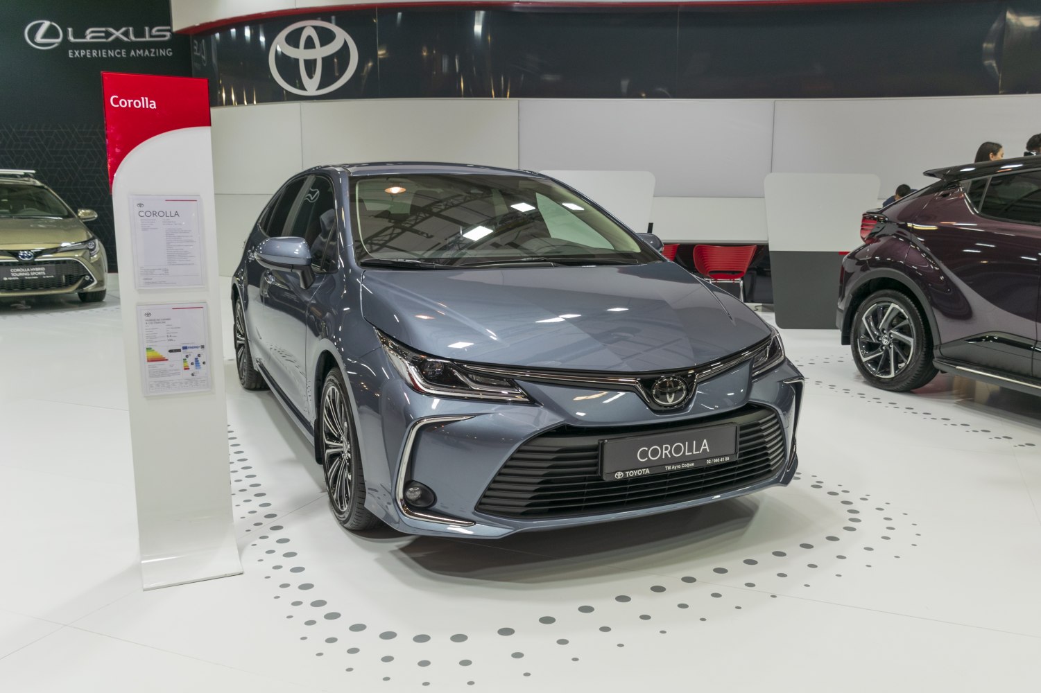 Sharp LED headlights and wide horizontal grille on front end