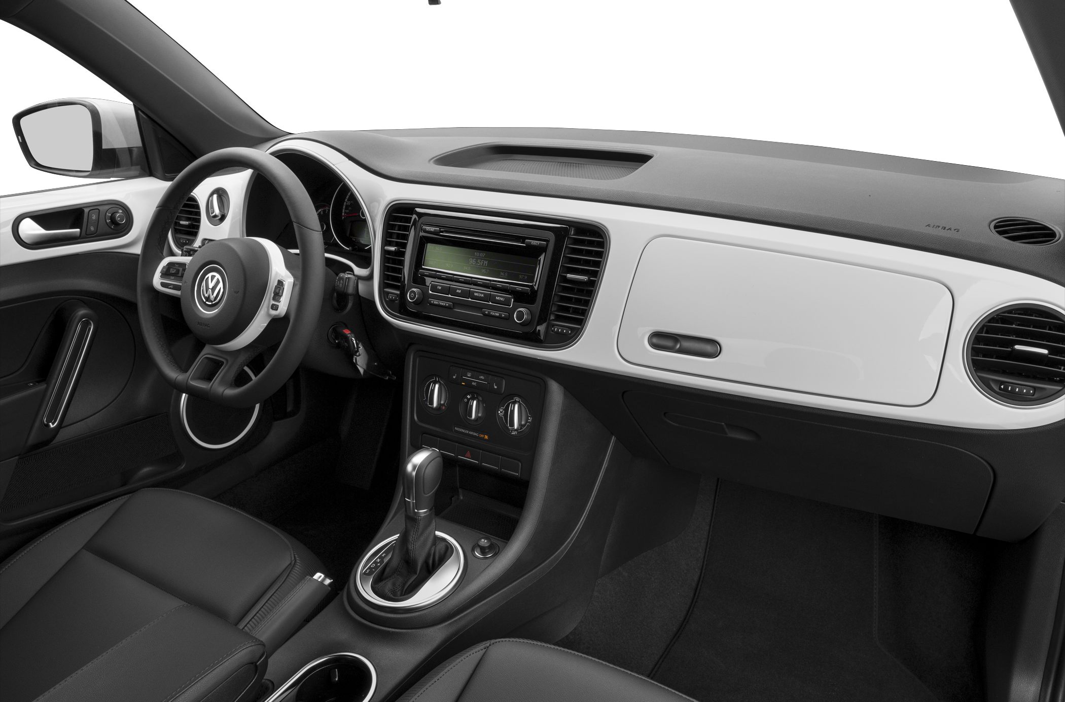 Modern dashboard and steering wheel with central console and gear lever