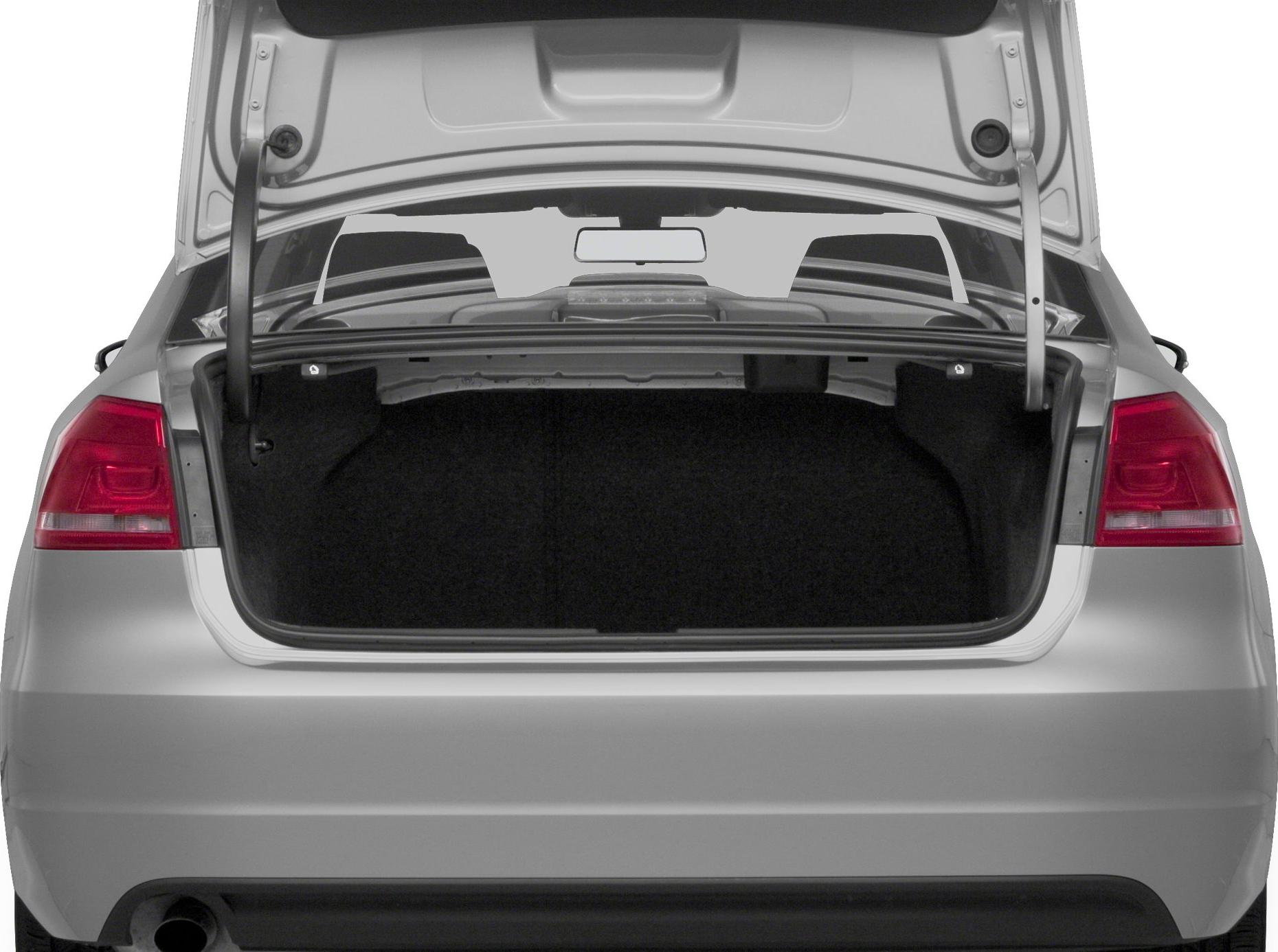 Open rear trunk with spacious cargo area and visible tail lights