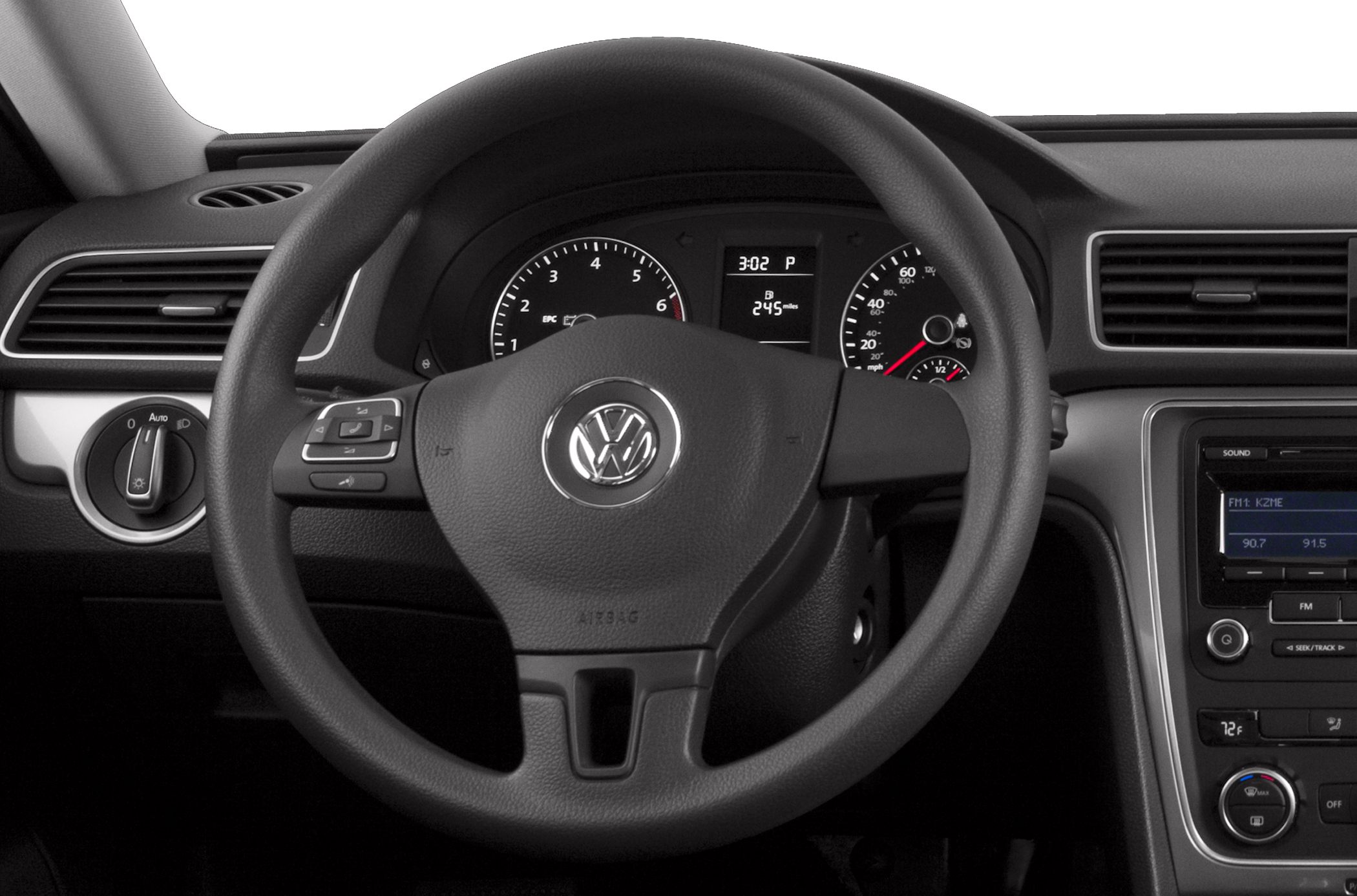 Steering wheel with instrument cluster and dashboard controls