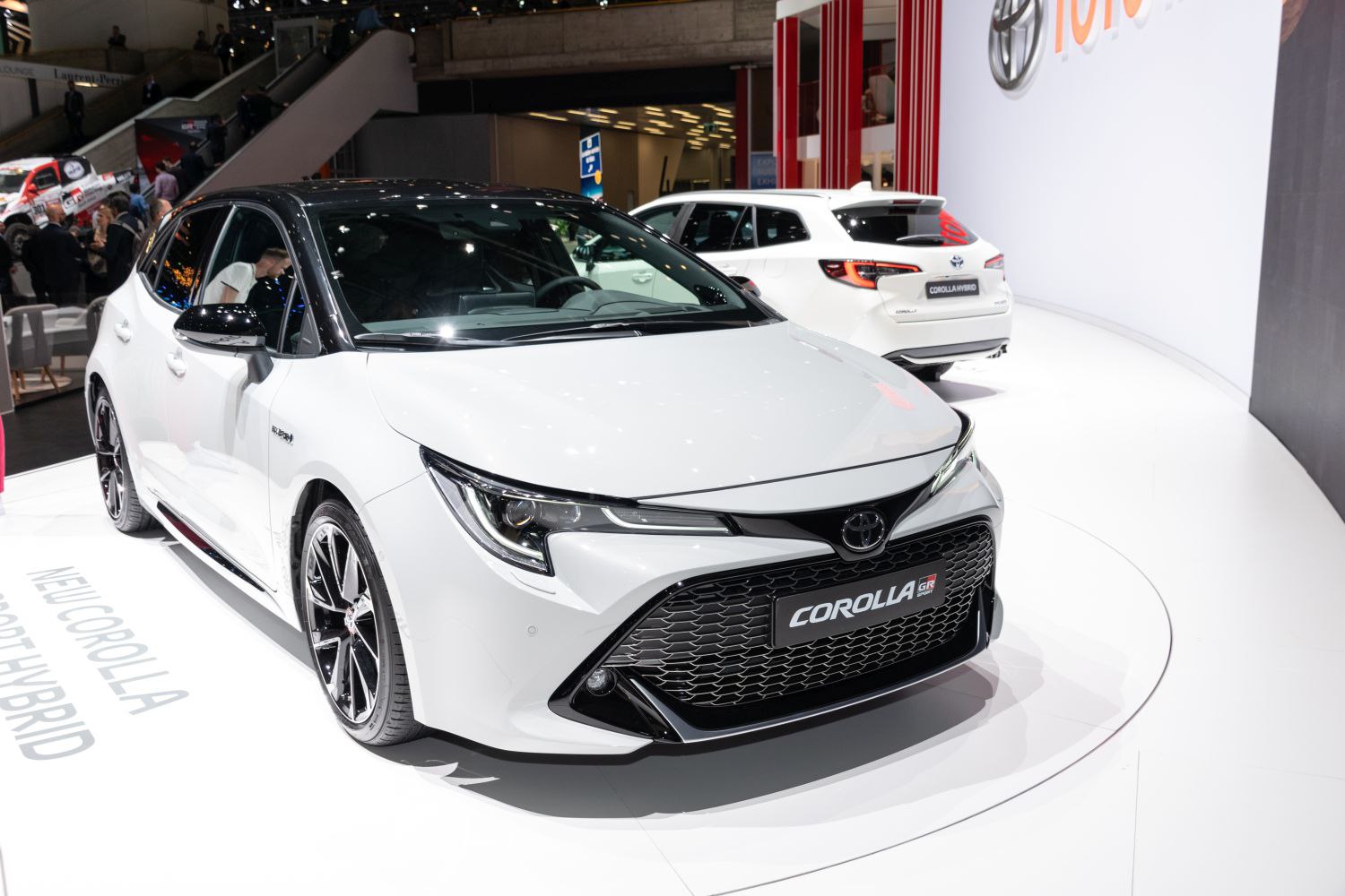 Close-up of front grille and headlights on a sporty hatchback
