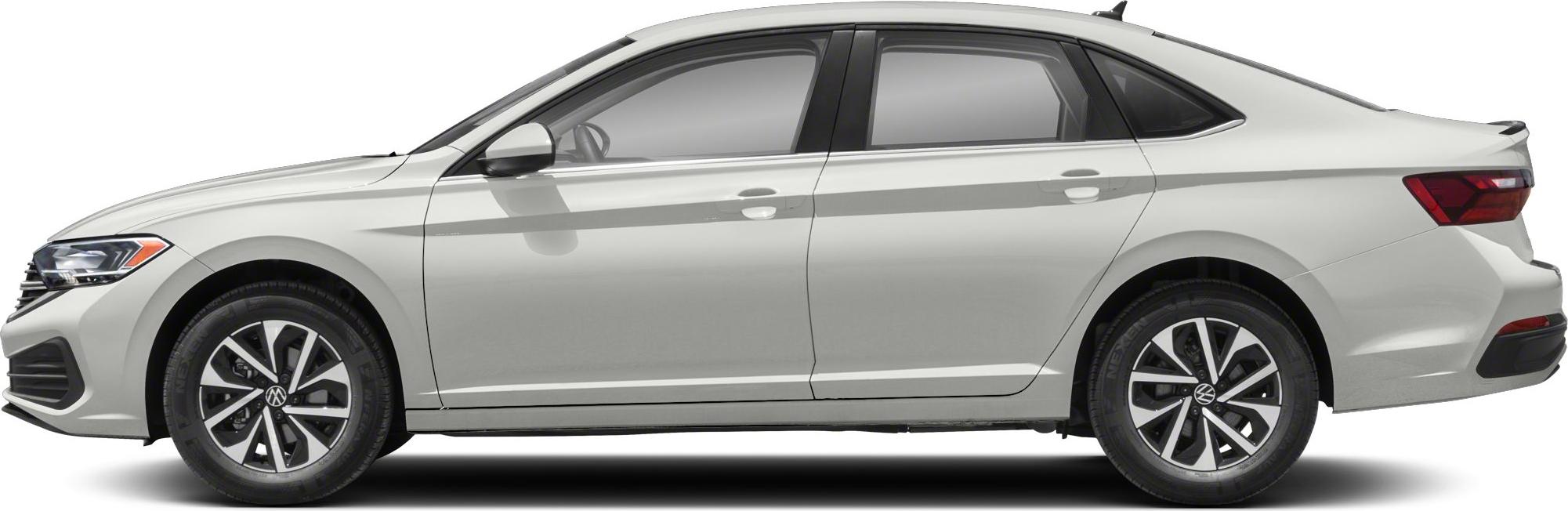 Side profile of a sleek sedan with modern alloy wheels and updated design lines.