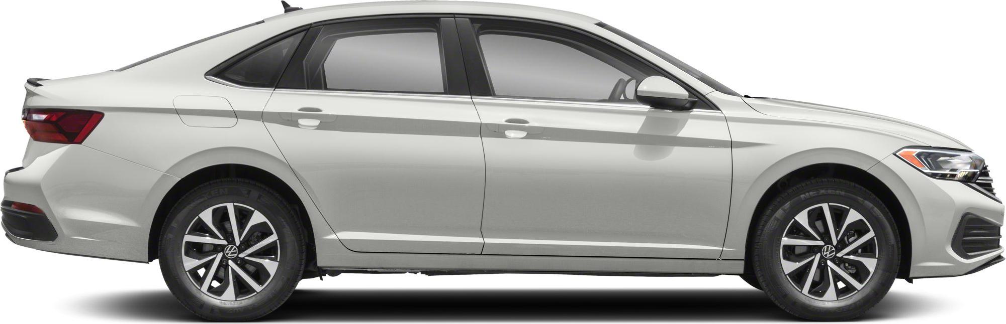 Sleek sedan side profile with alloy wheels and tinted windows
