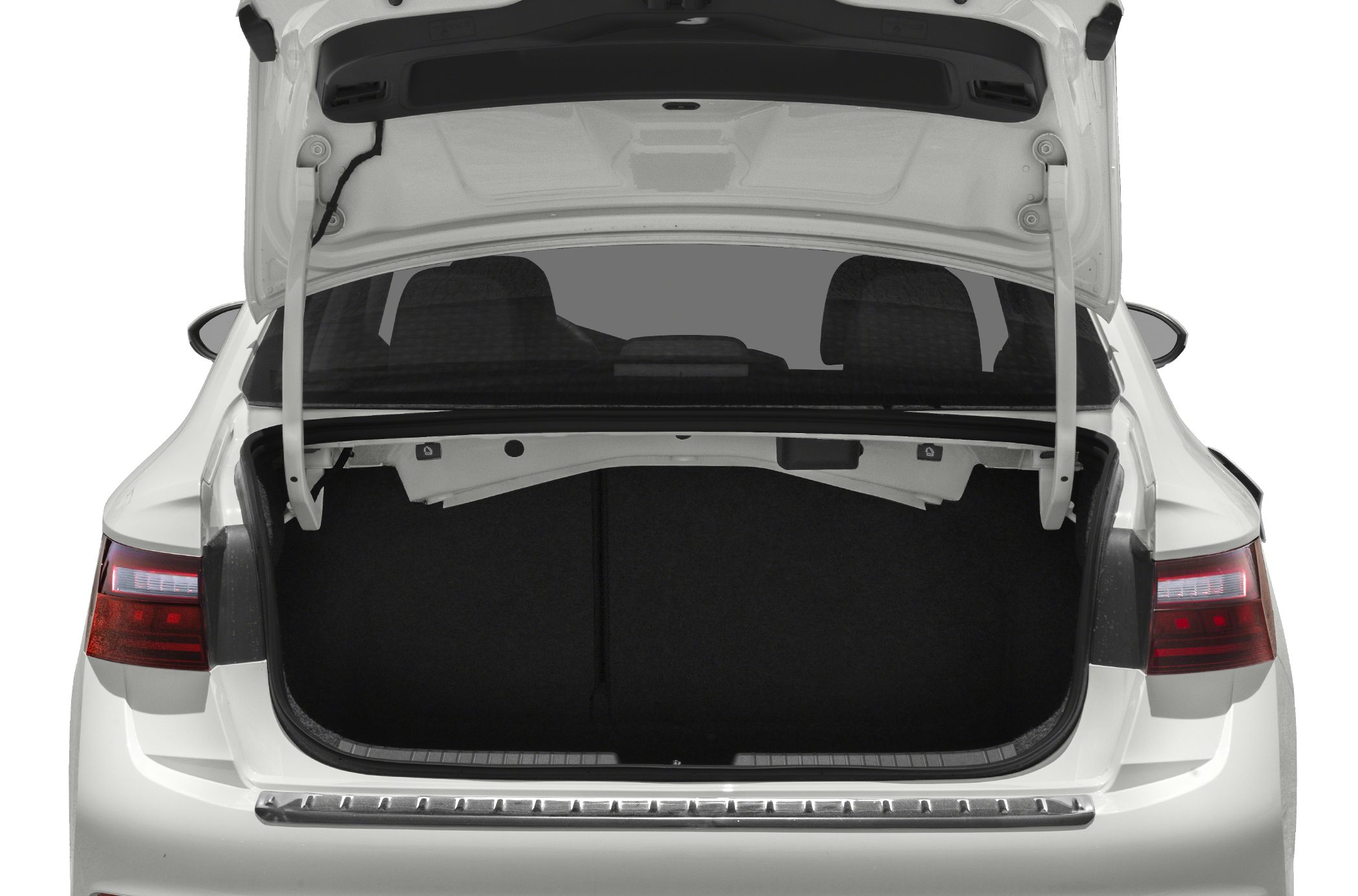 Open rear trunk with visible tail lights and spacious cargo area