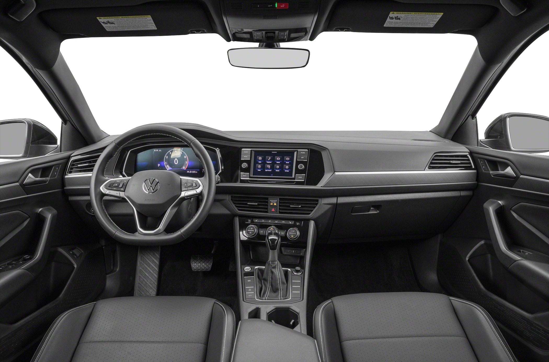 Digital instrument cluster and central touchscreen inside a car