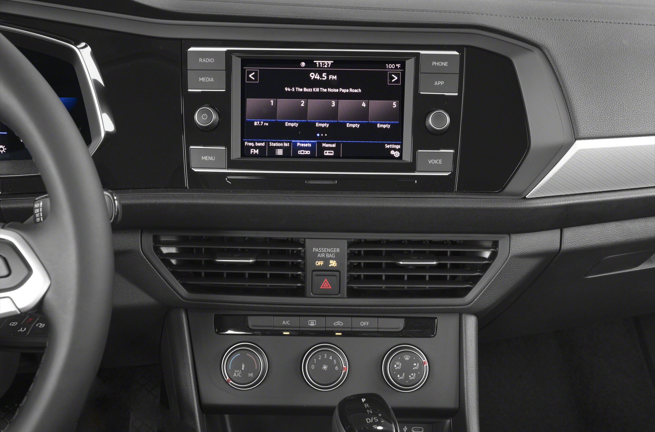 Dashboard with infotainment system and climate controls