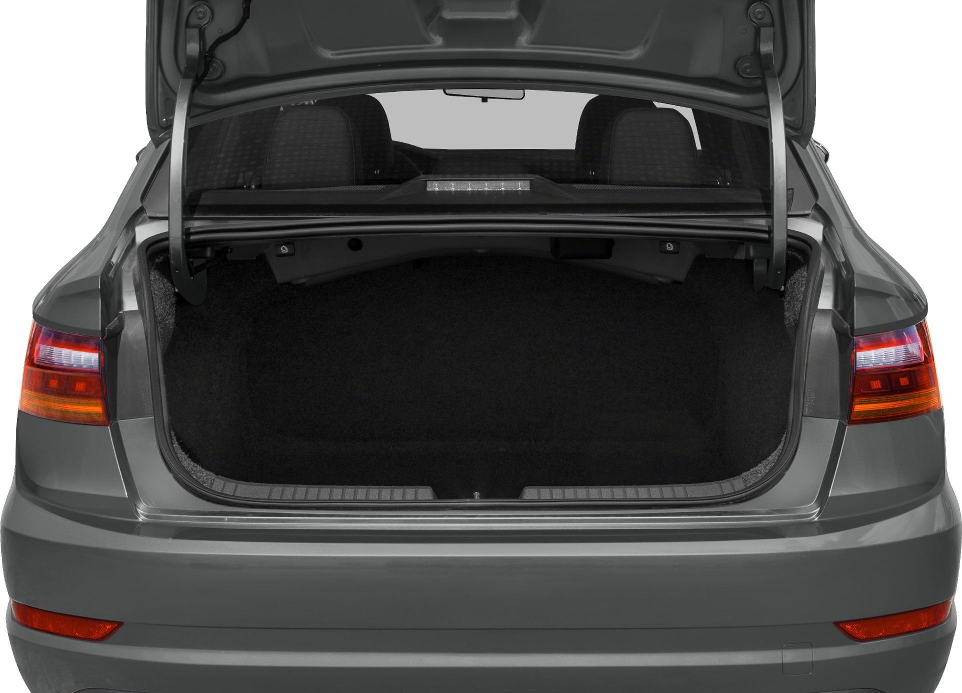 Open trunk with spacious cargo area and rear seats visible