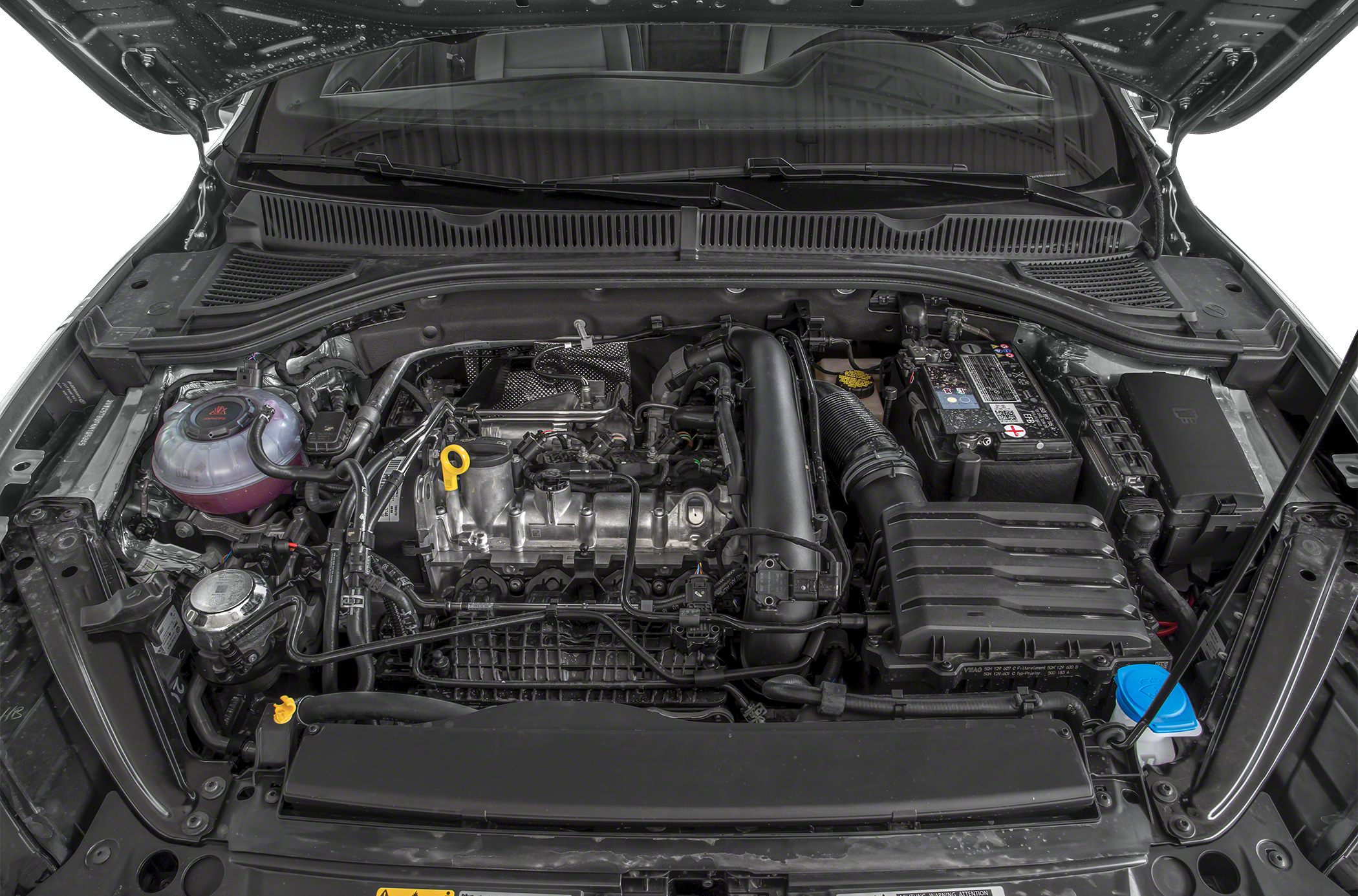 Open engine compartment showing engine and key components