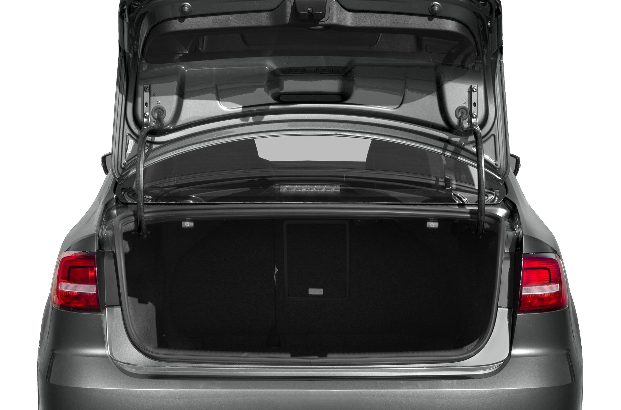 Open spacious trunk with modern LED taillights on a sedan.