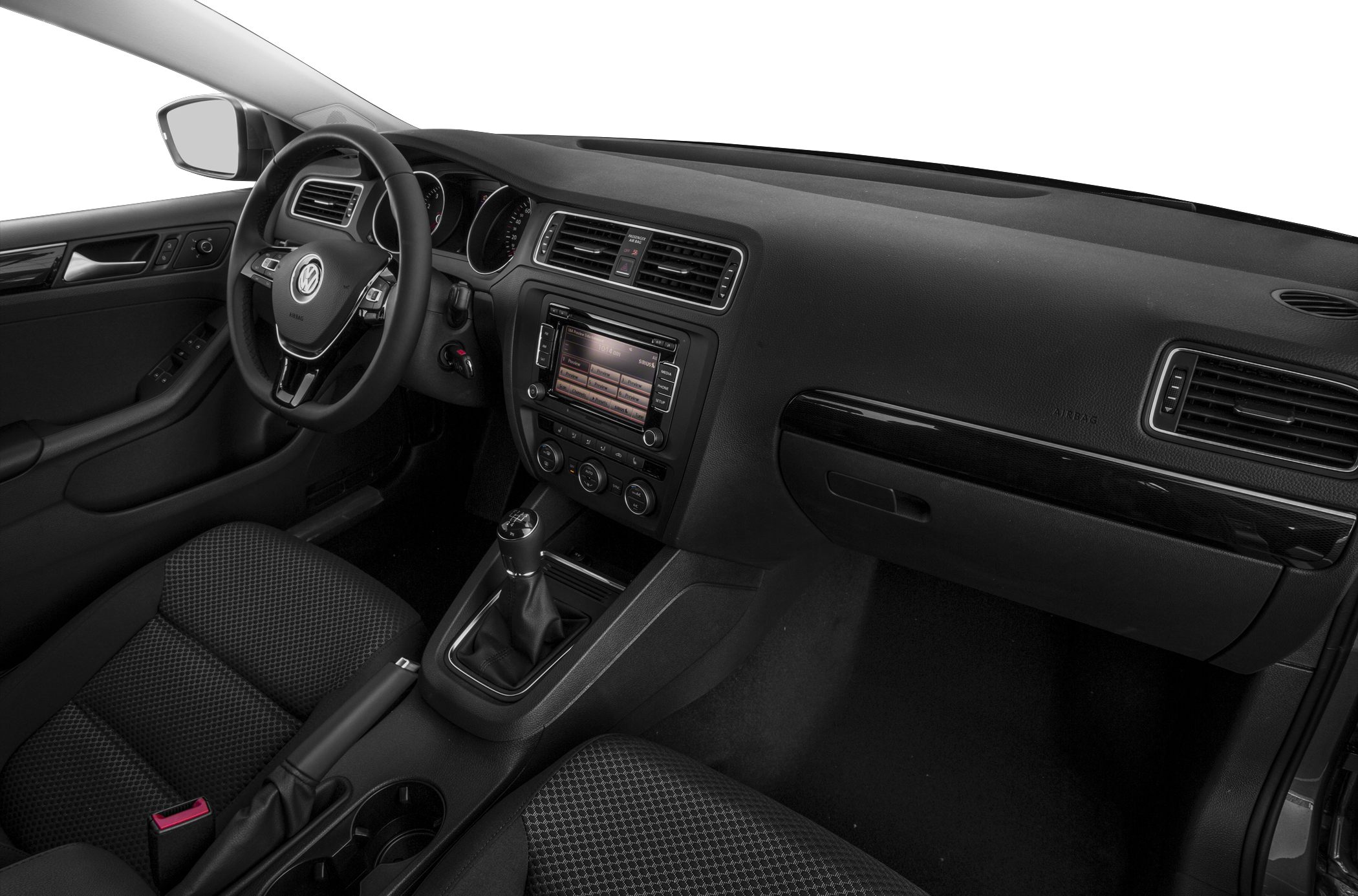 Dashboard, steering wheel, infotainment system, manual gear shift