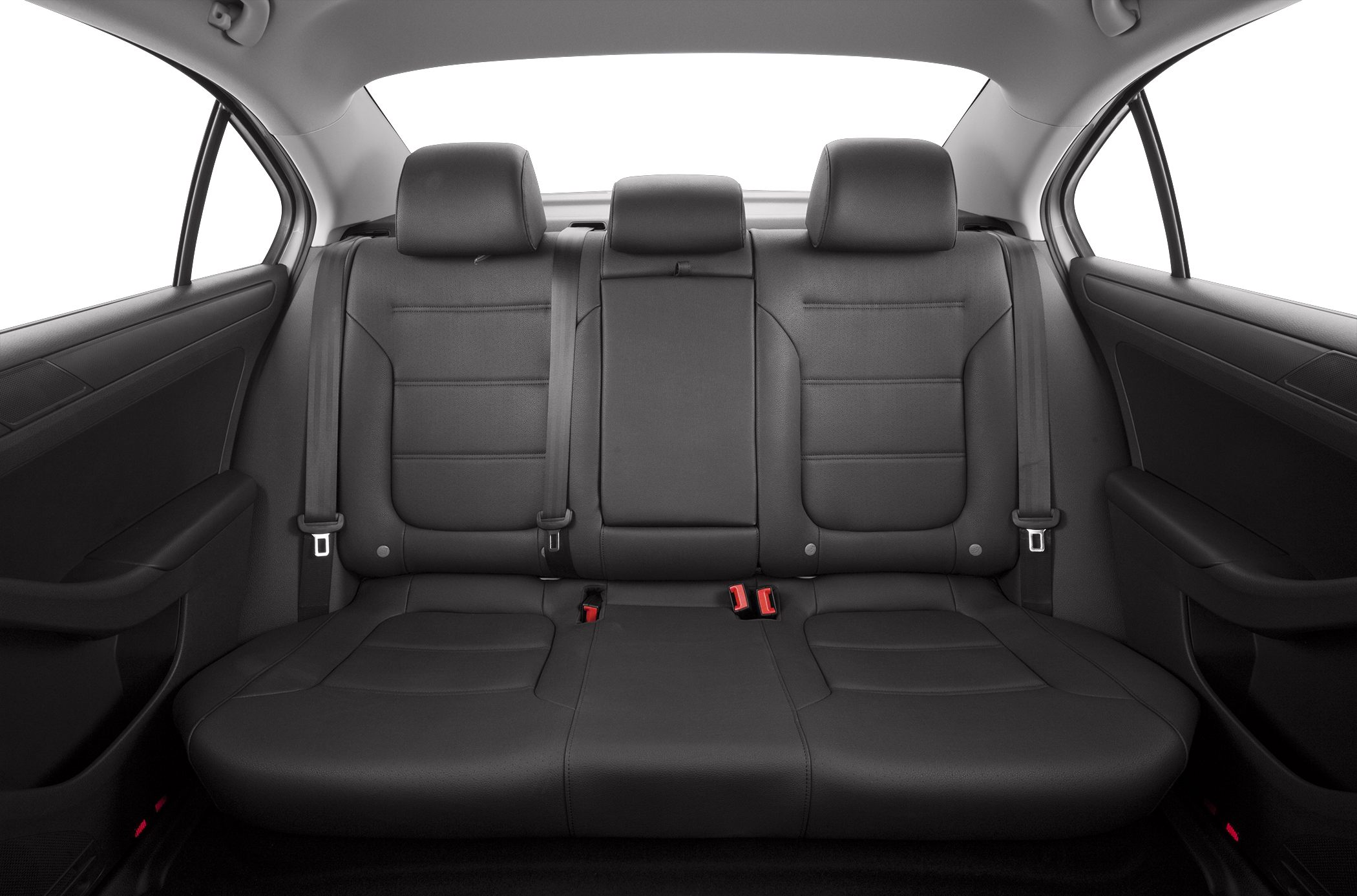 Black leather rear seats with headrests and seat belts