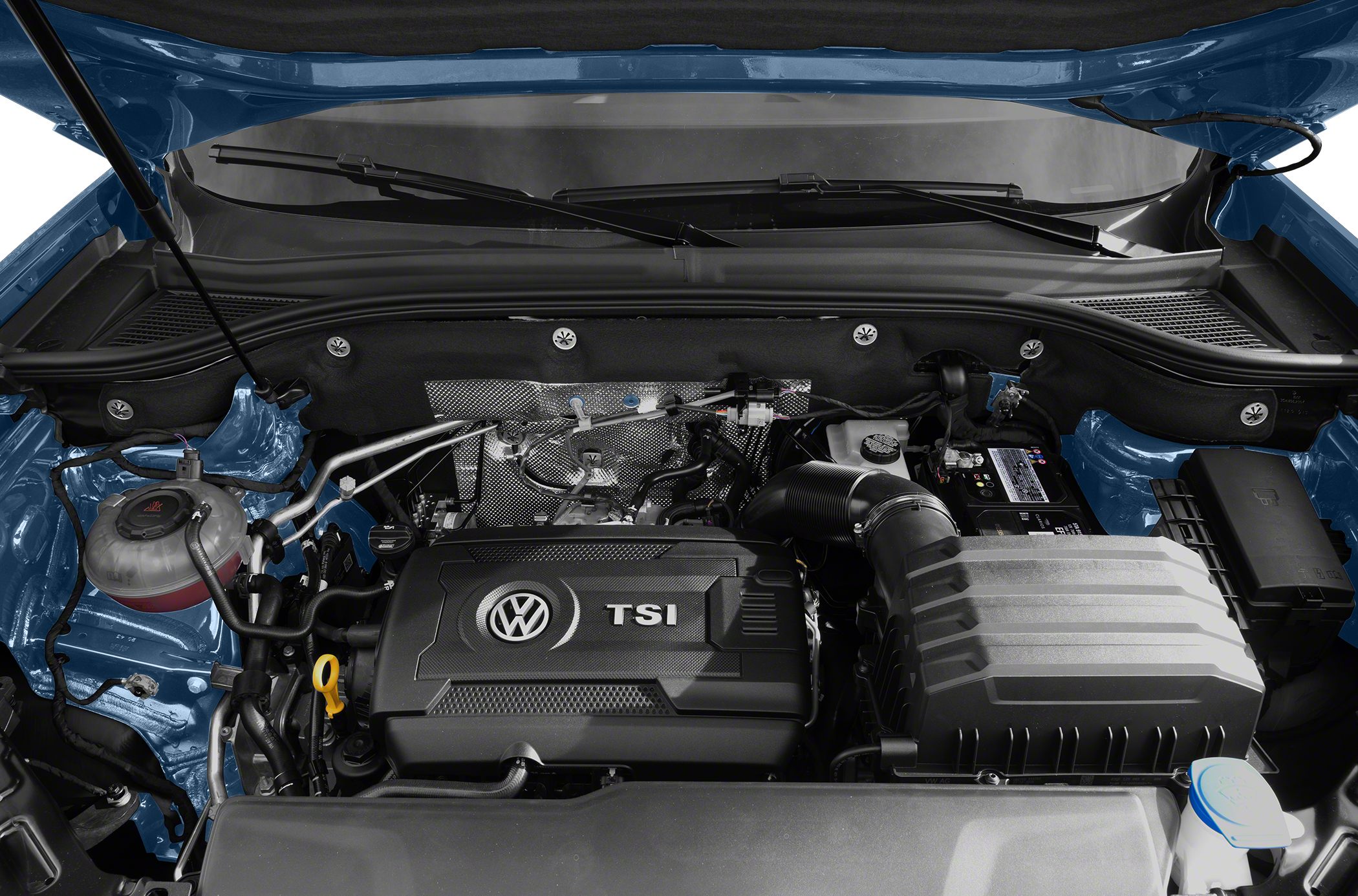Volkswagen TSI engine and organized engine bay interior.