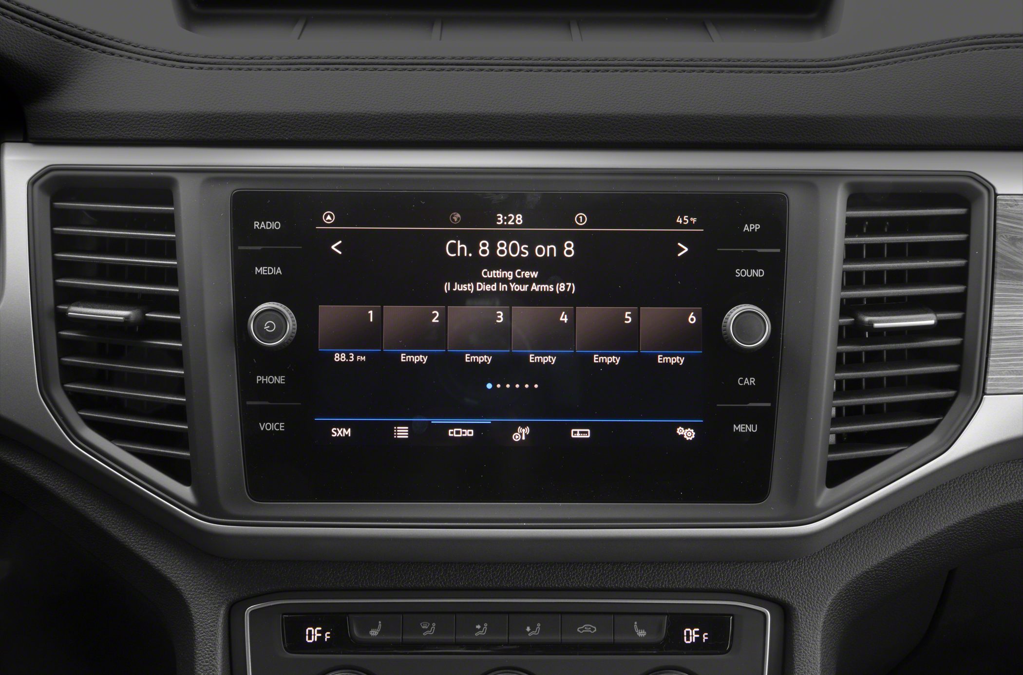 Infotainment screen and climate control panel