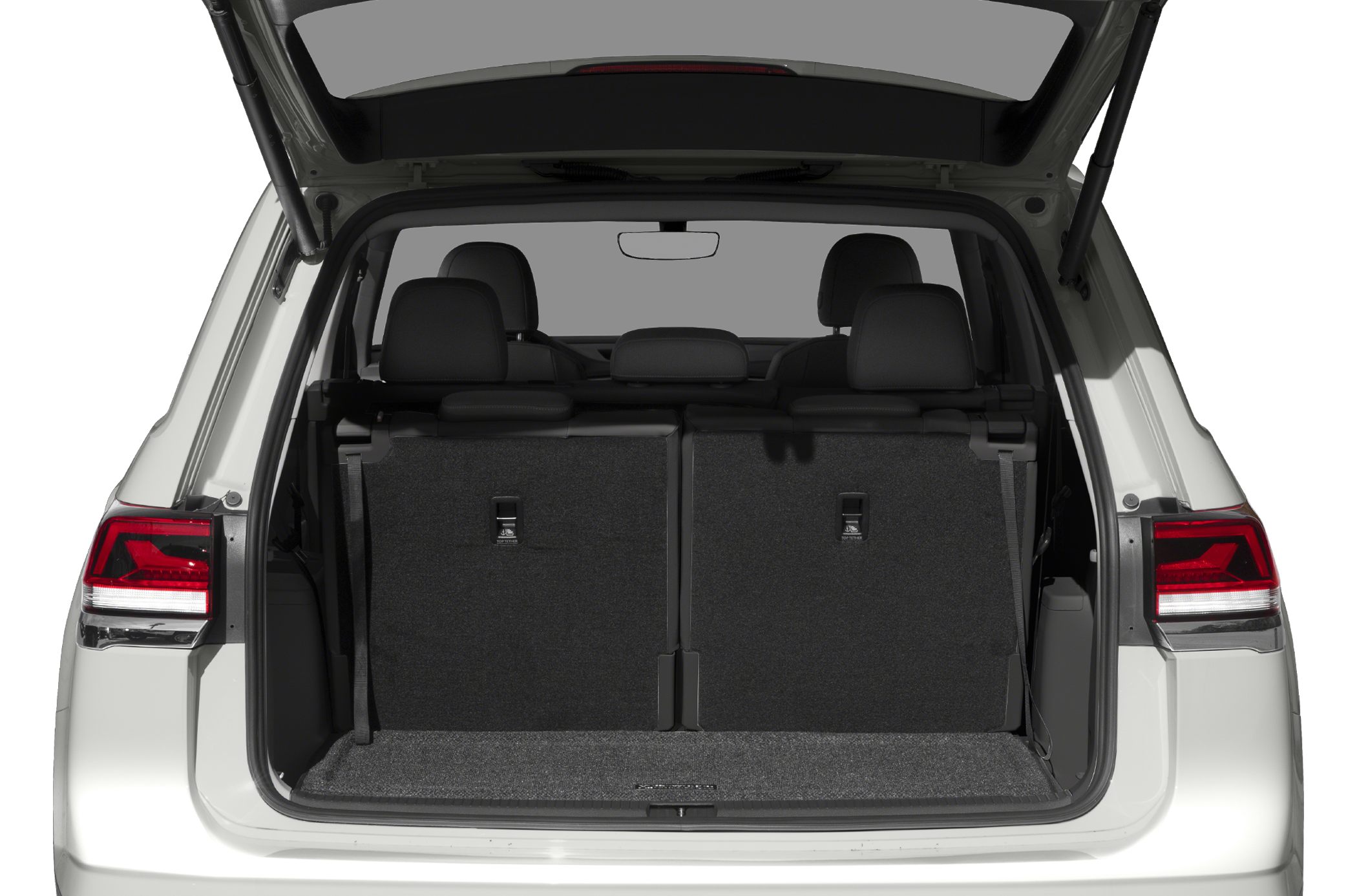 Rear cargo area with upright third-row seats