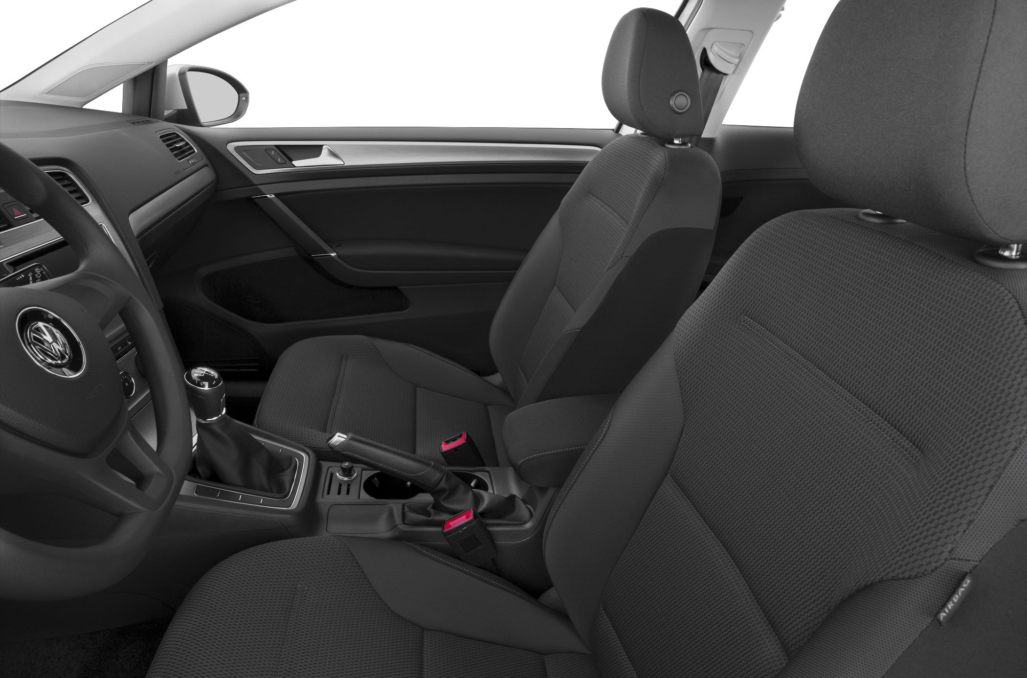 Fabric front seats with manual gear shift and handbrake