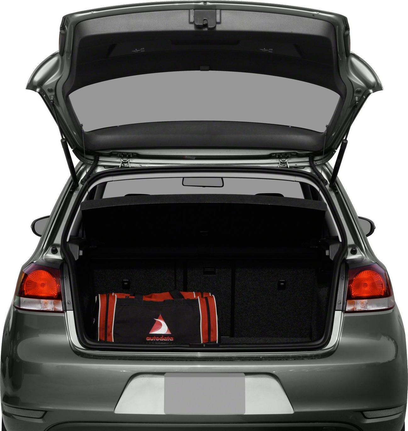 Open rear hatchback trunk with cargo bag inside