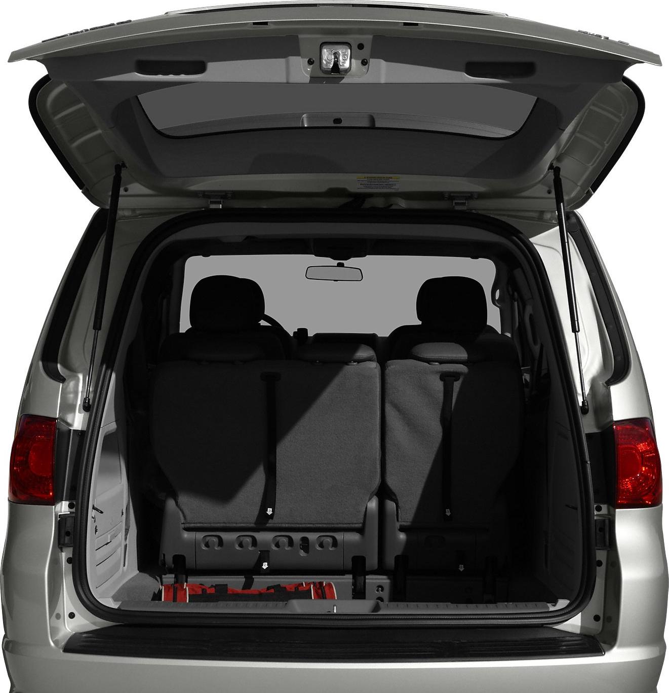 Open rear hatch and interior cargo space with back seats visible
