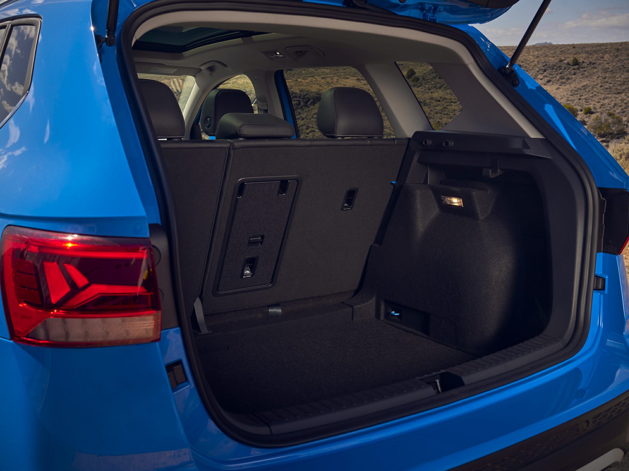 Spacious cargo area with rear seats and hatchback design
