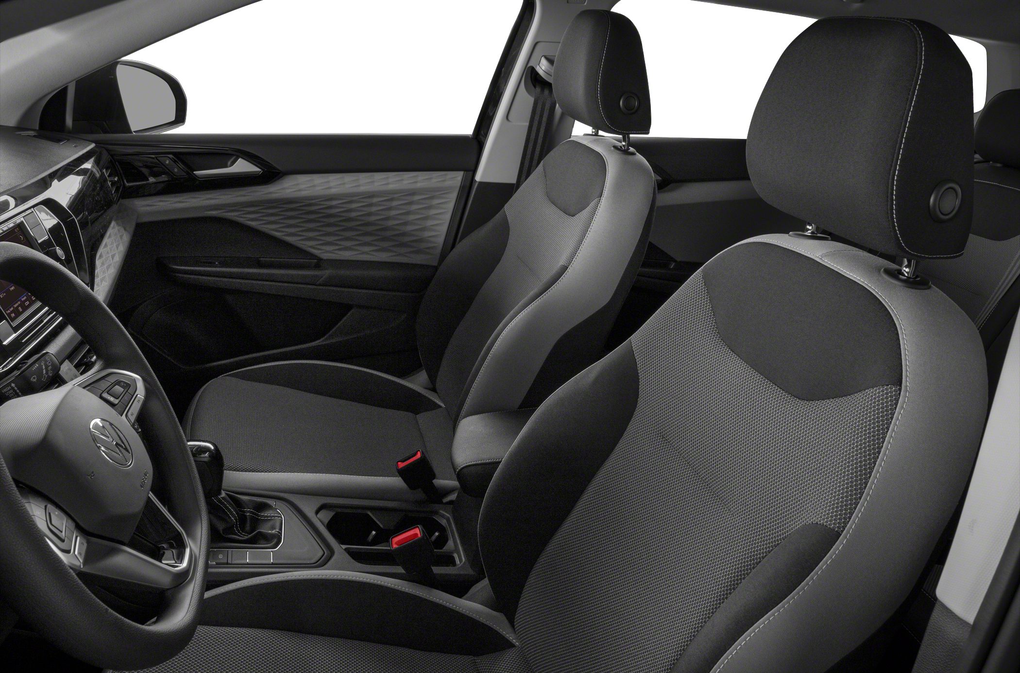 Ergonomic front seats with detailed stitching and modern dashboard design