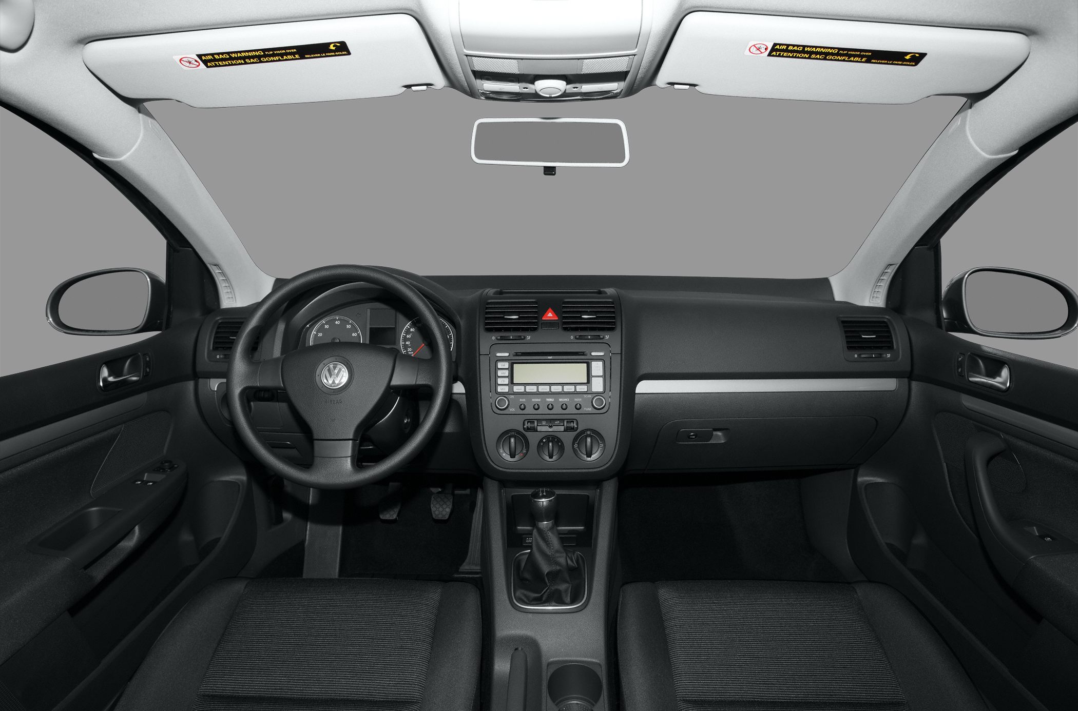 Steering wheel and dashboard view with manual gearshift