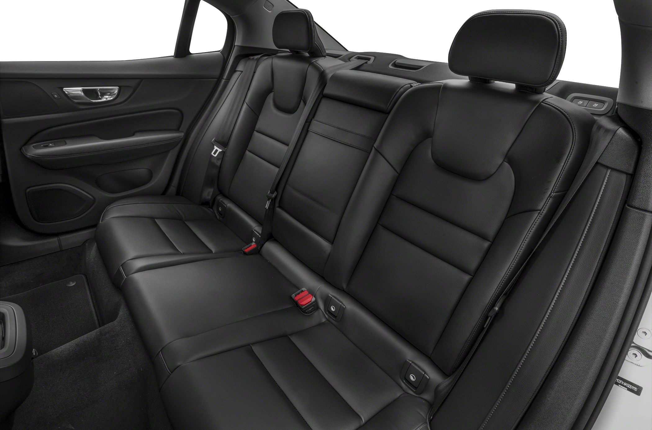 Black leather rear seats with headrests and seat belts