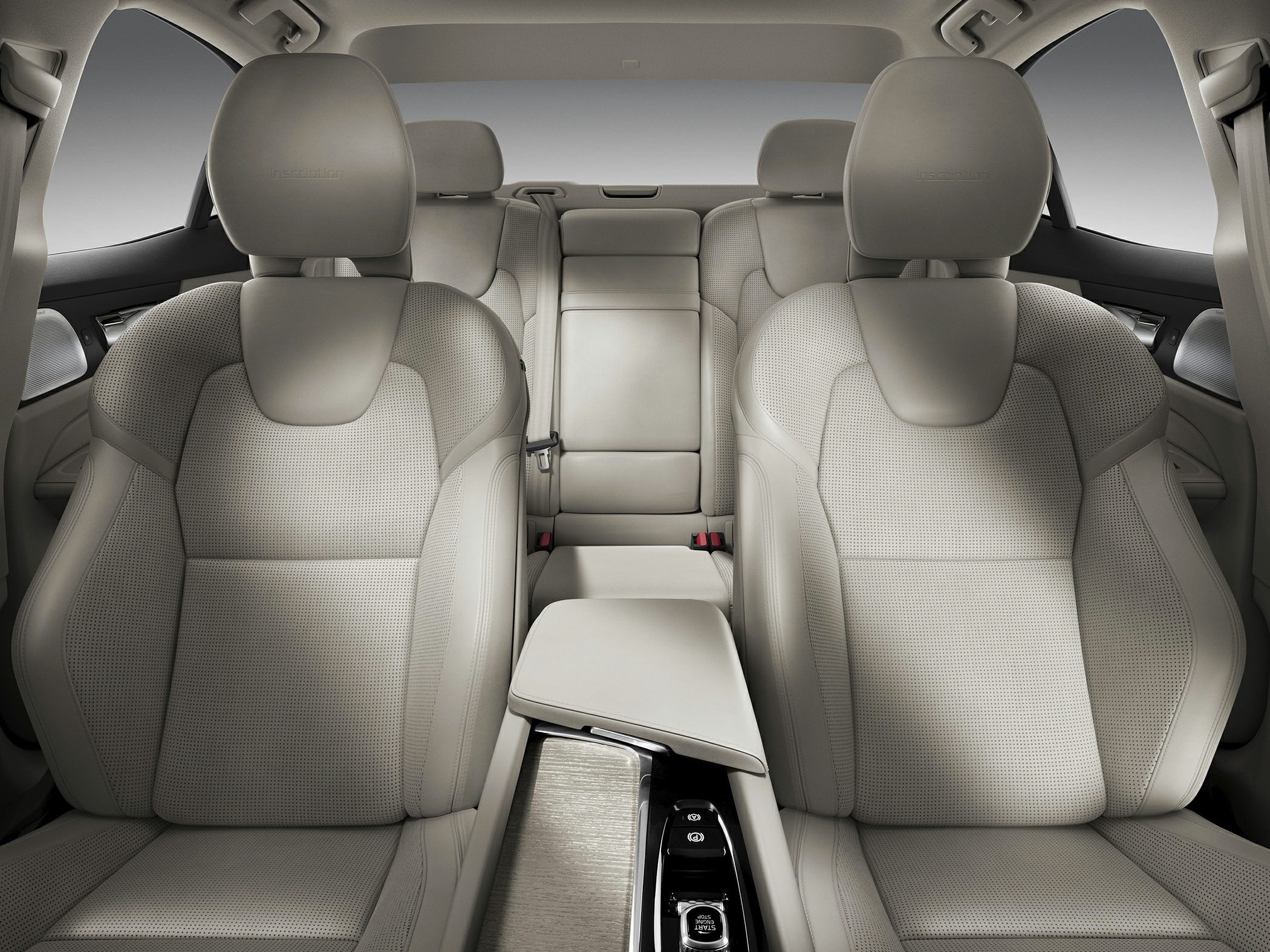 Luxury perforated leather front and rear seats in premium car interior
