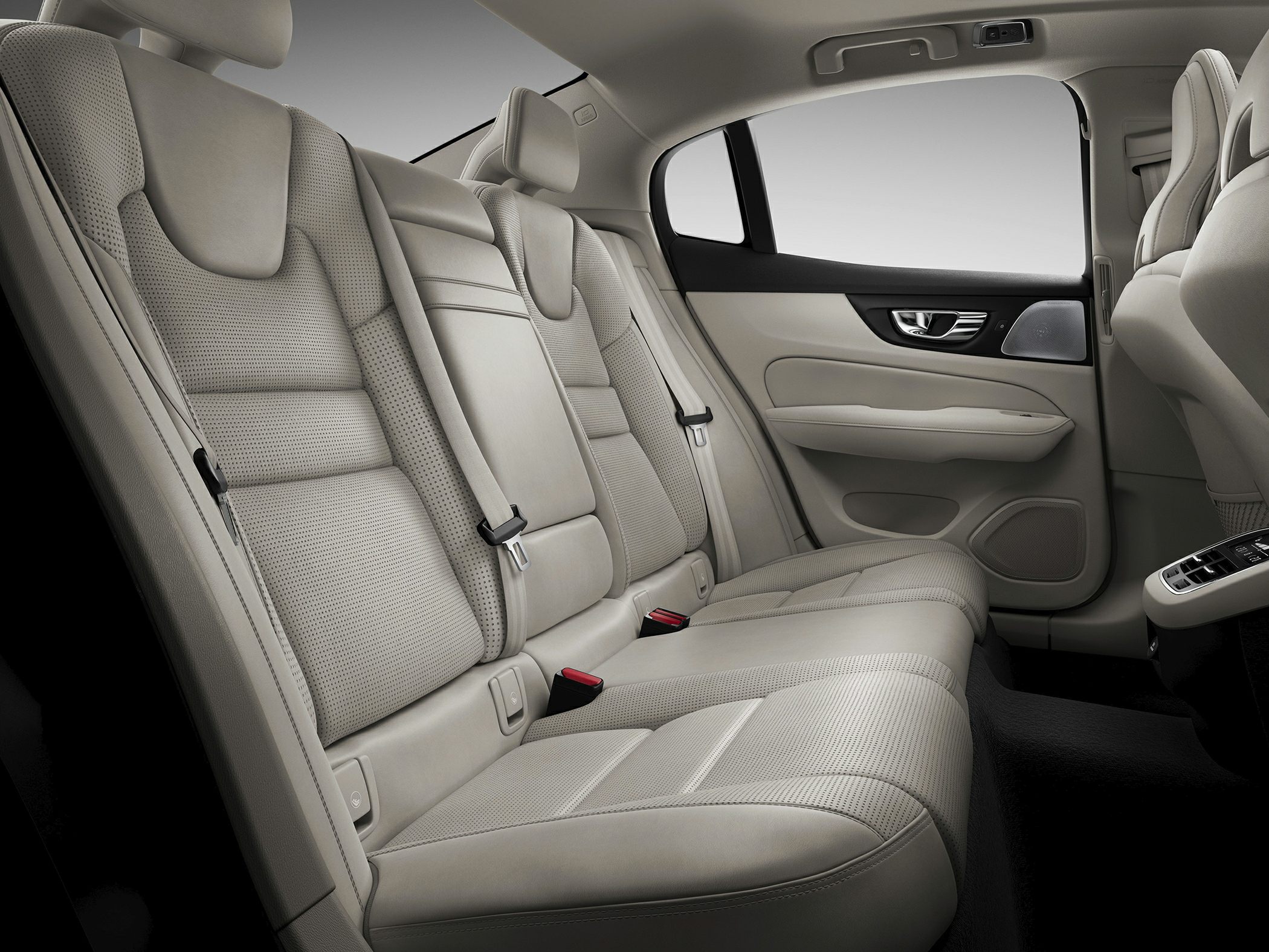 Perforated leather rear seats with armrest and door panel