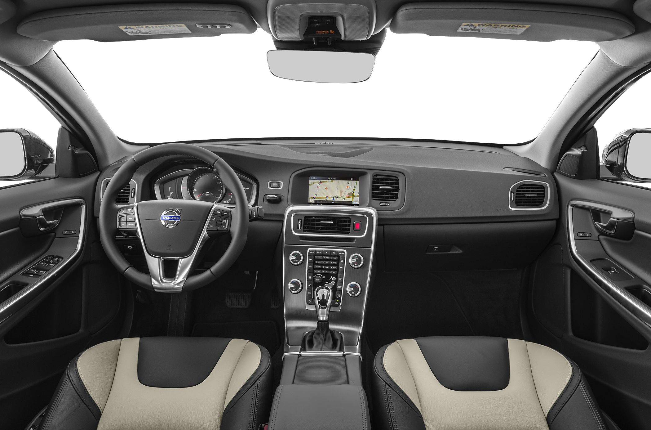 Dashboard and steering wheel with central infotainment display