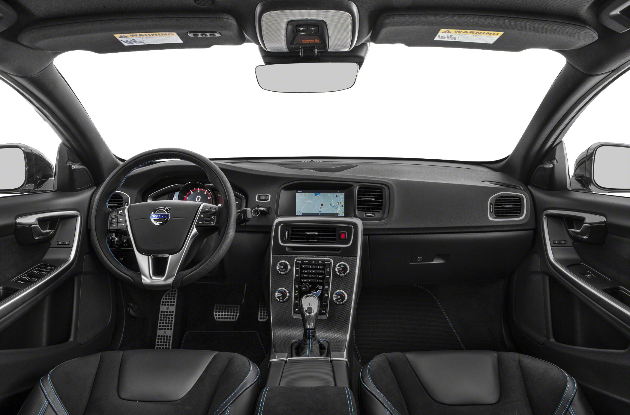 Modern dashboard and multifunction steering wheel with center console controls
