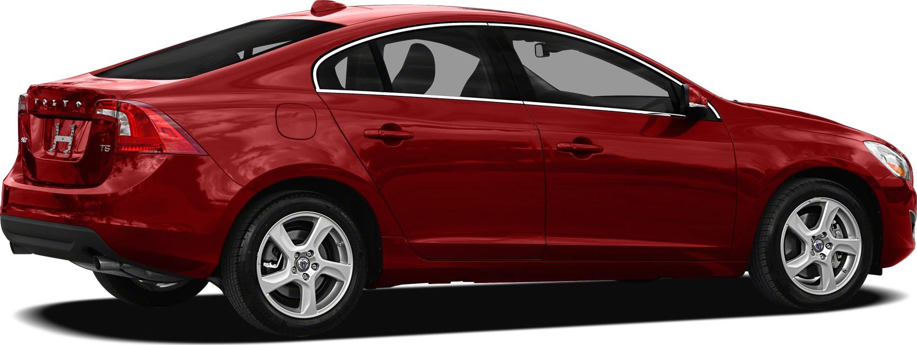 Red sedan side profile with alloy wheels
