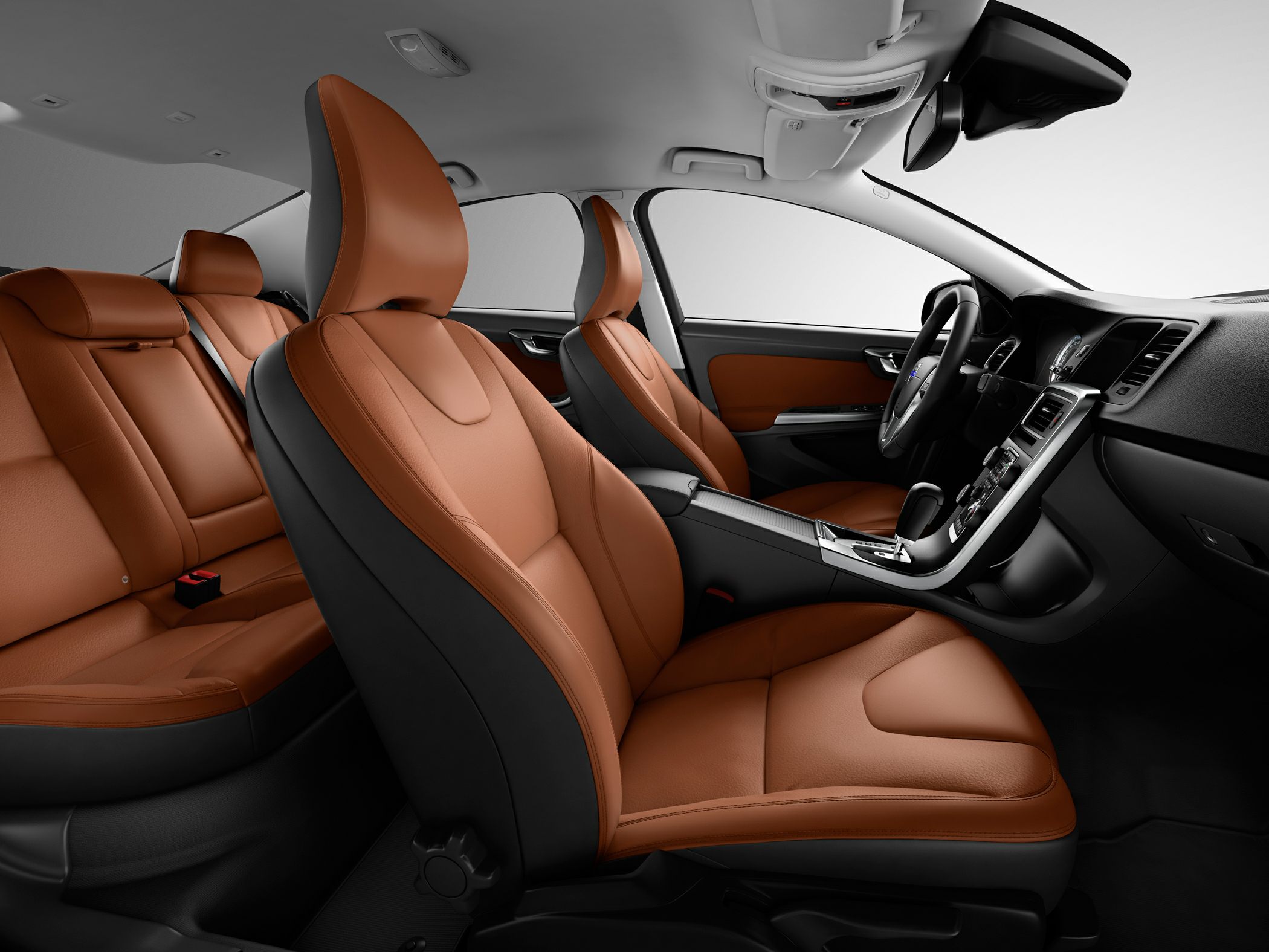 Brown leather seats and modern dashboard interior