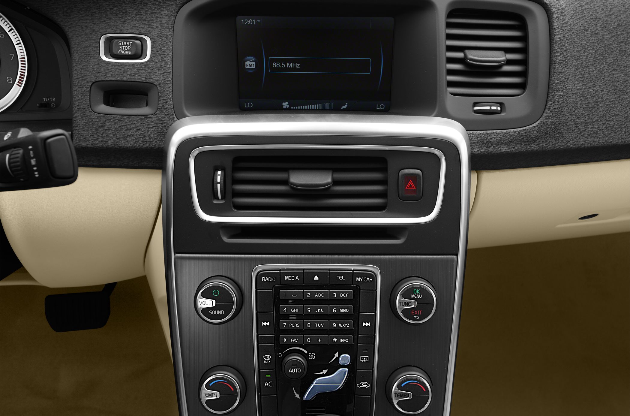 Automotive center console with climate control and infotainment system
