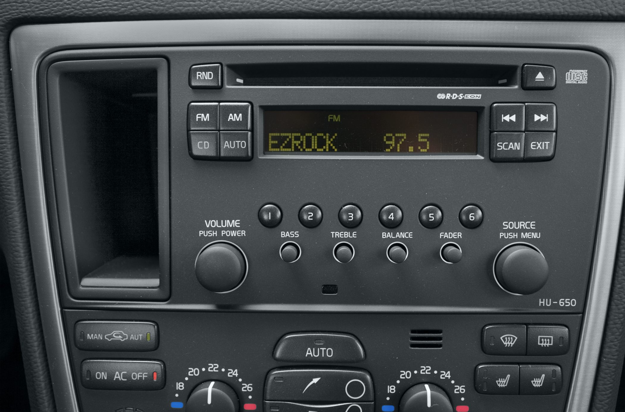 Vintage car audio and dual-zone climate control panel