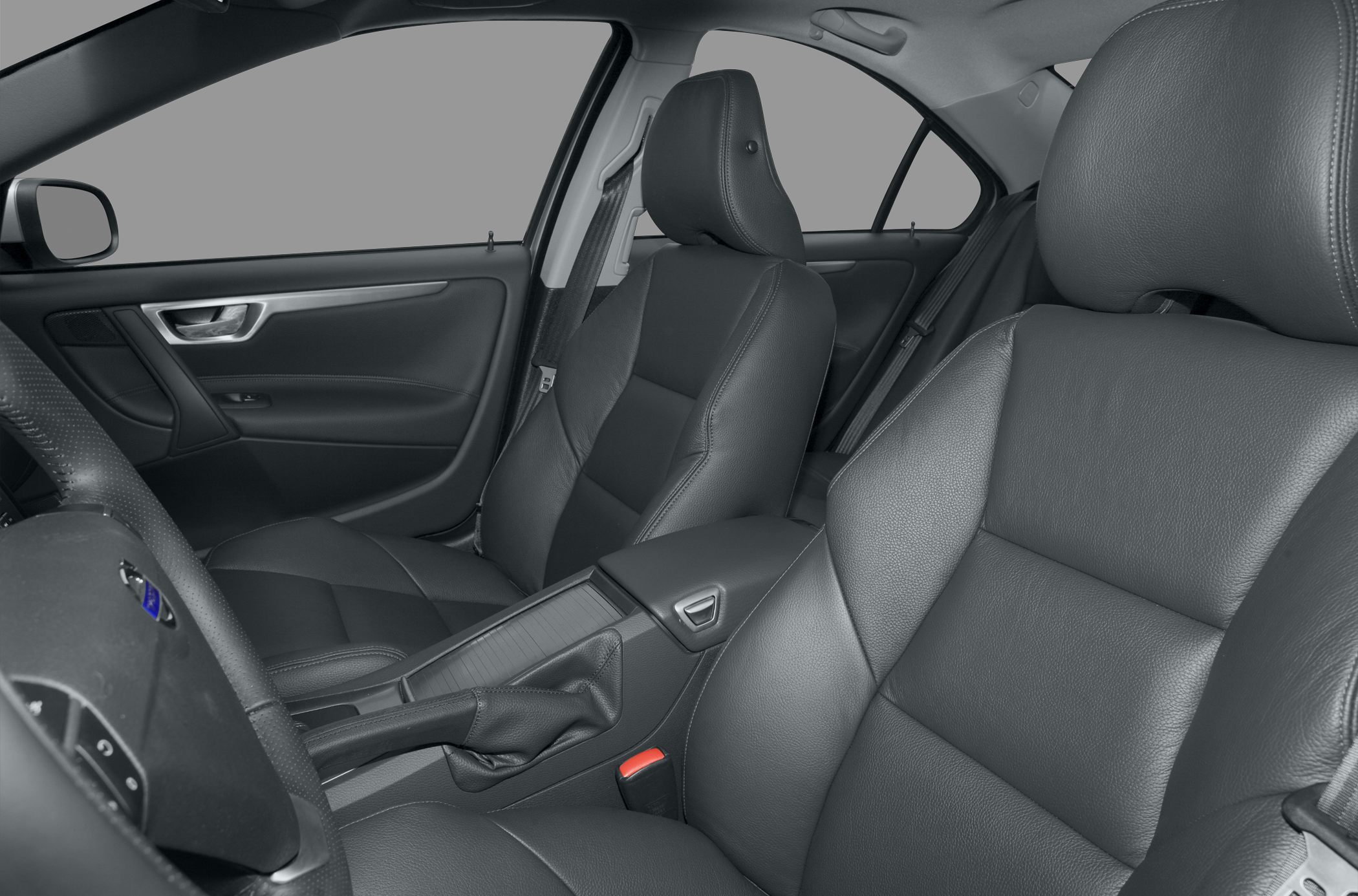 Front interior showing leather seats and door panel