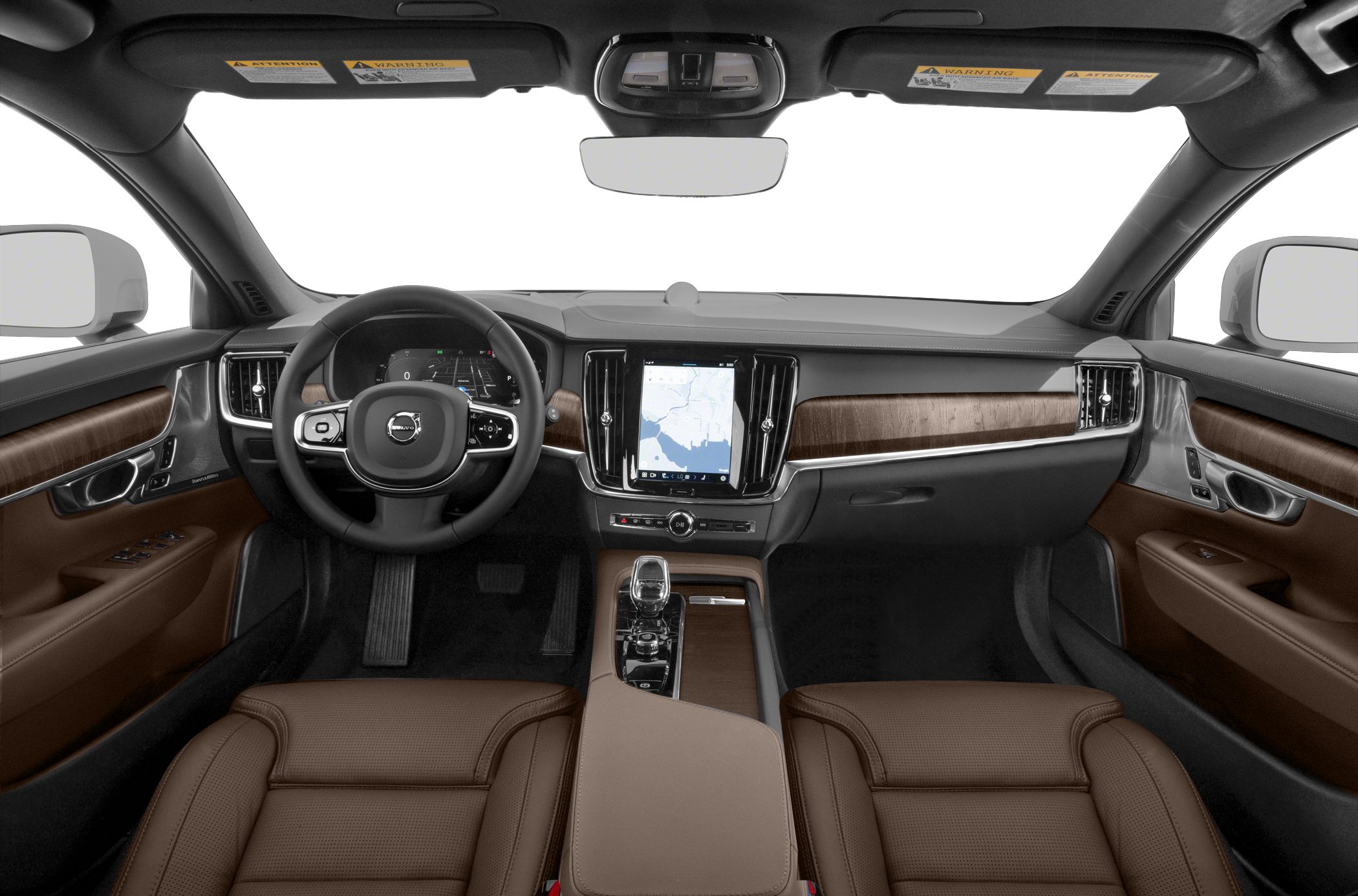 Luxury interior with digital dashboard and brown leather seats