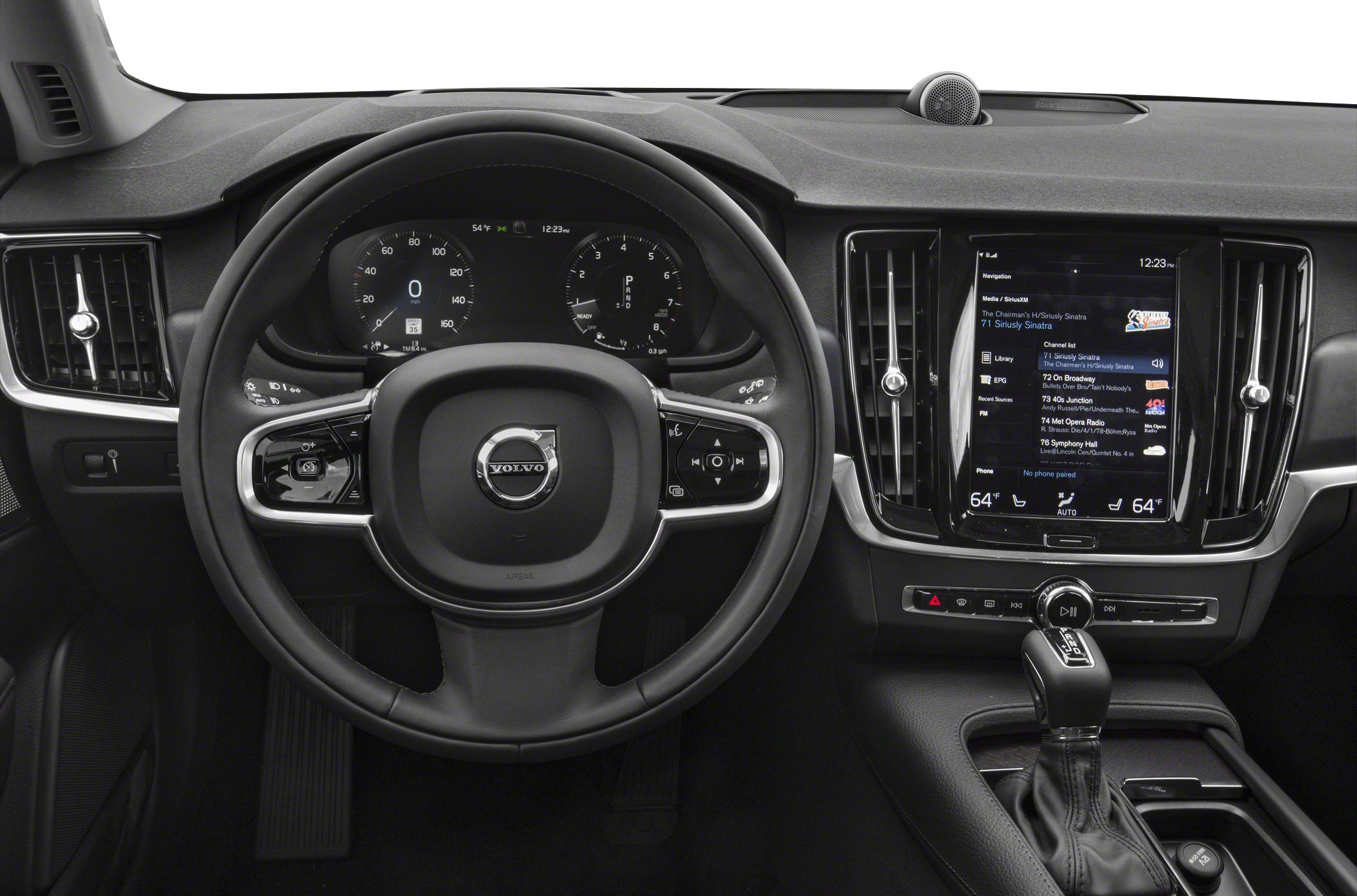 Digital instrument cluster and touchscreen infotainment system with steering wheel controls