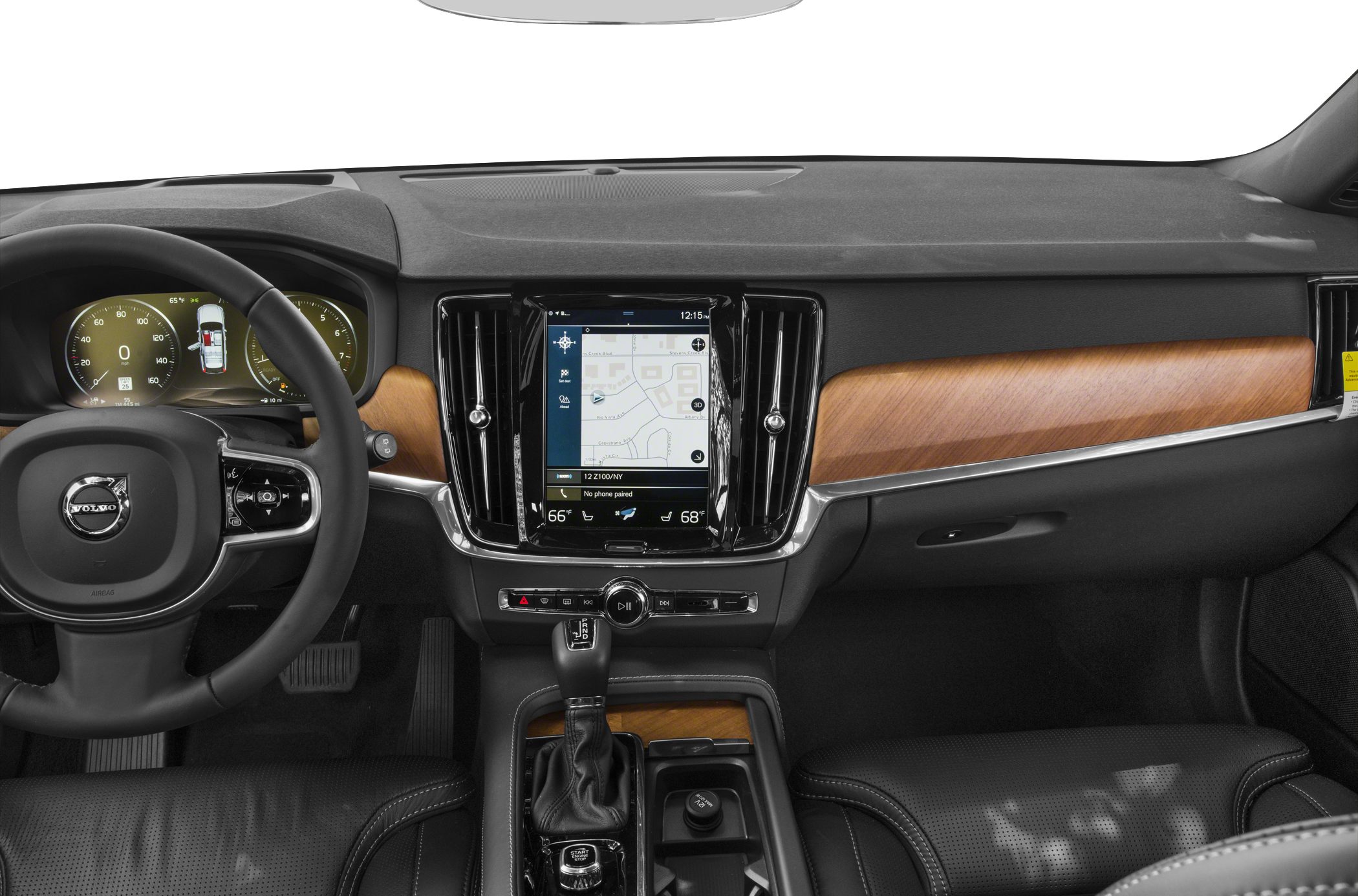 Digital dashboard, touchscreen infotainment, wood trim interior
