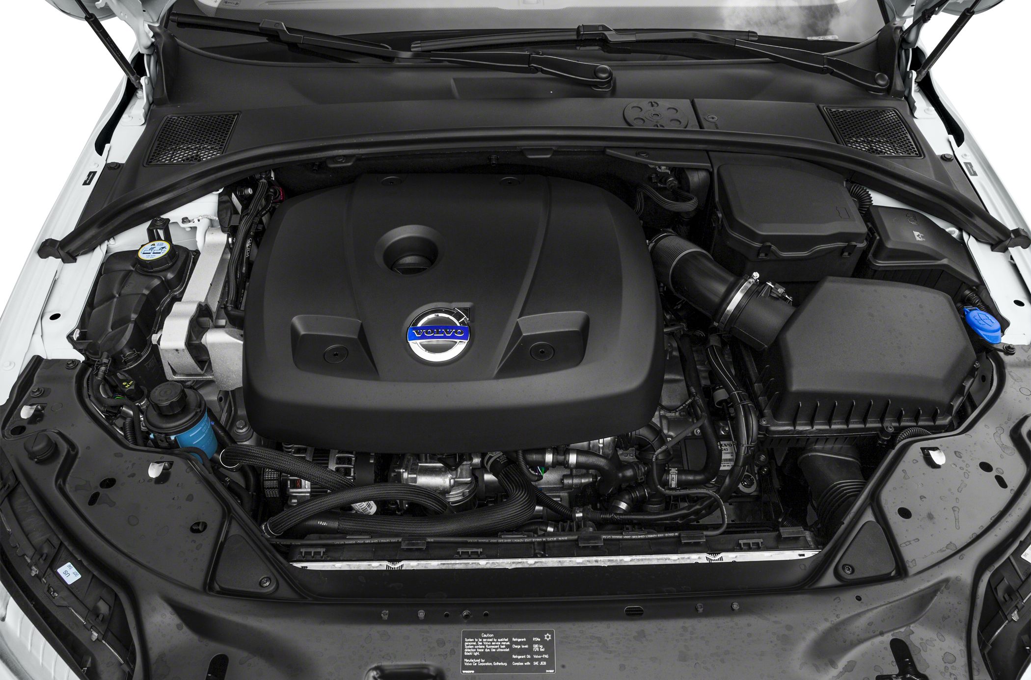 Engine bay with covered engine block and mechanical components